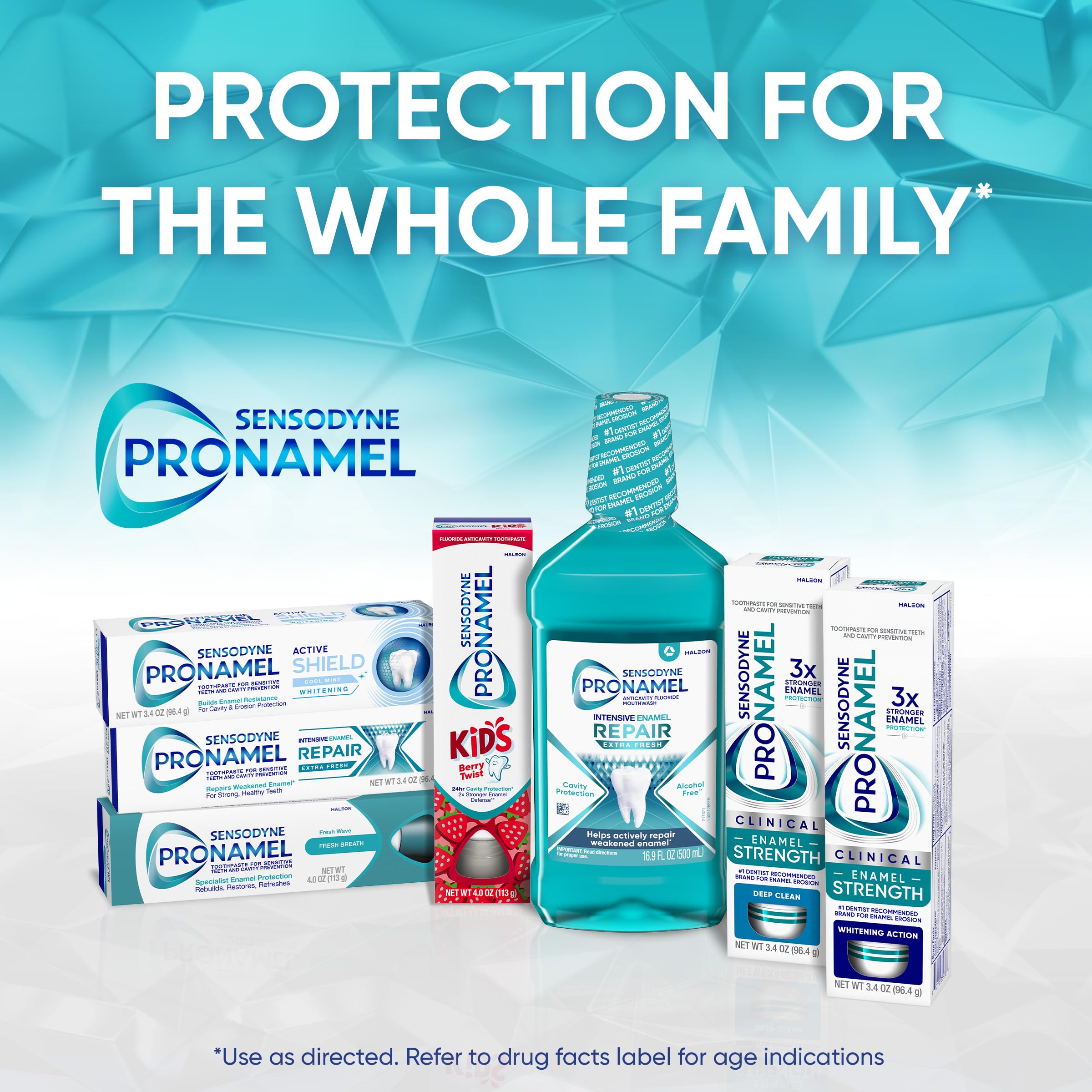 Sensodyne Pronamel Fresh Breath Enamel Toothpaste for Sensitive Teeth and Cavity Protection, Fresh Wave - 4 oz (4 Pack)