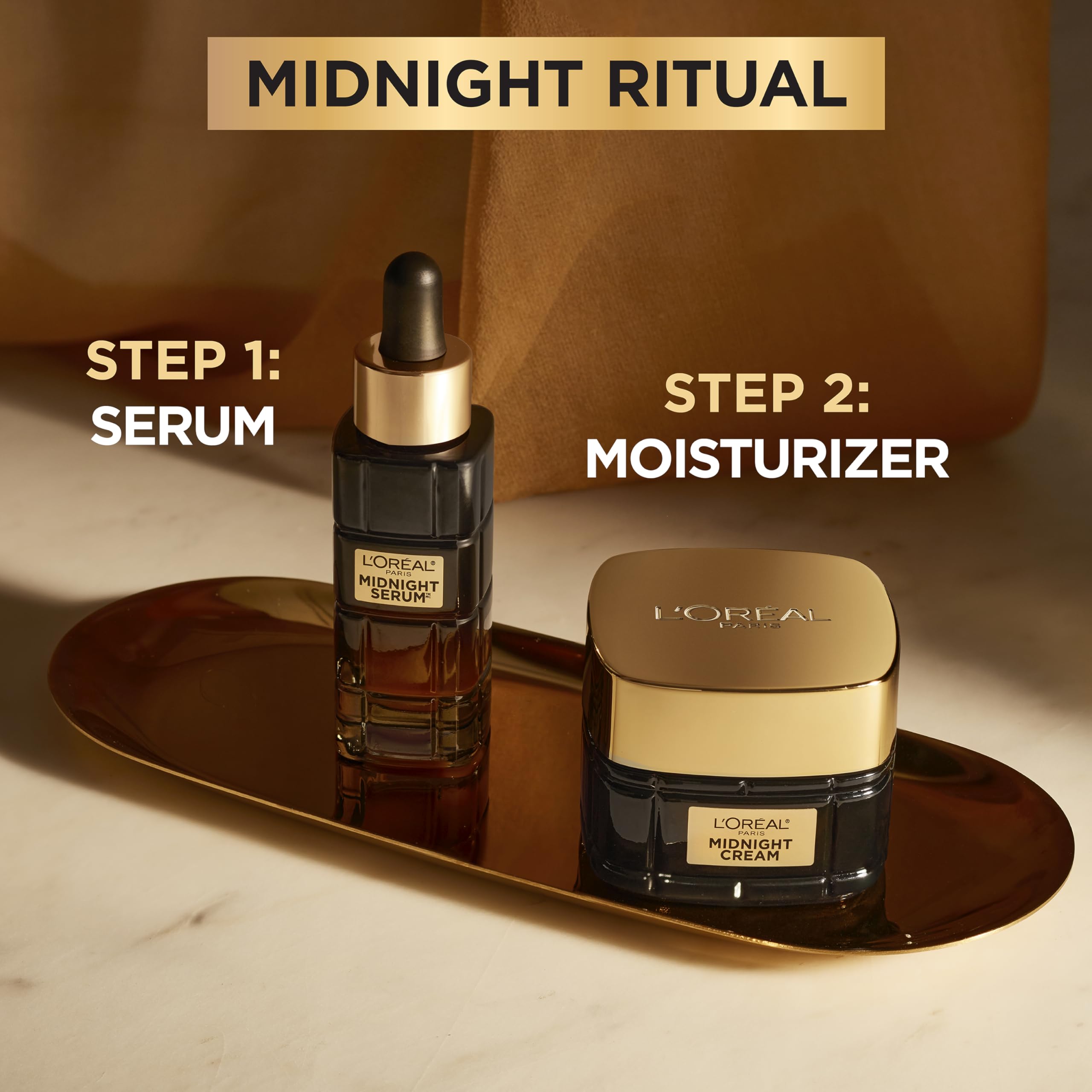 L'Oreal Paris Age Perfect Anti-Aging Midnight Cream, Face Moisturizer with Shea Butter to Reduce Wrinkles and Firm Skin, 1.7oz + Serum Sample