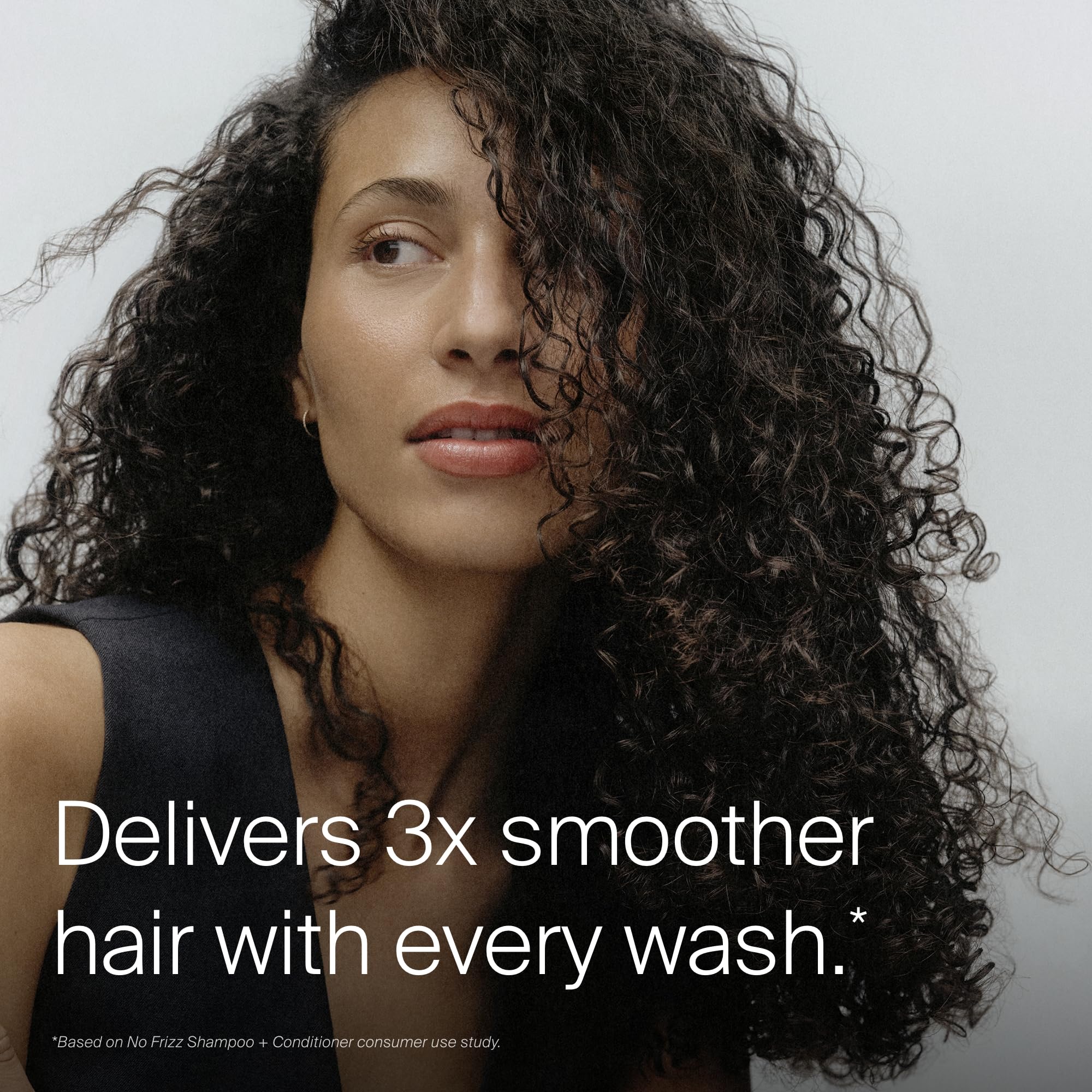Living Proof No Frizz Shampoo for all hair types in a 24 oz bottle, featuring clear liquid and pump dispenser.