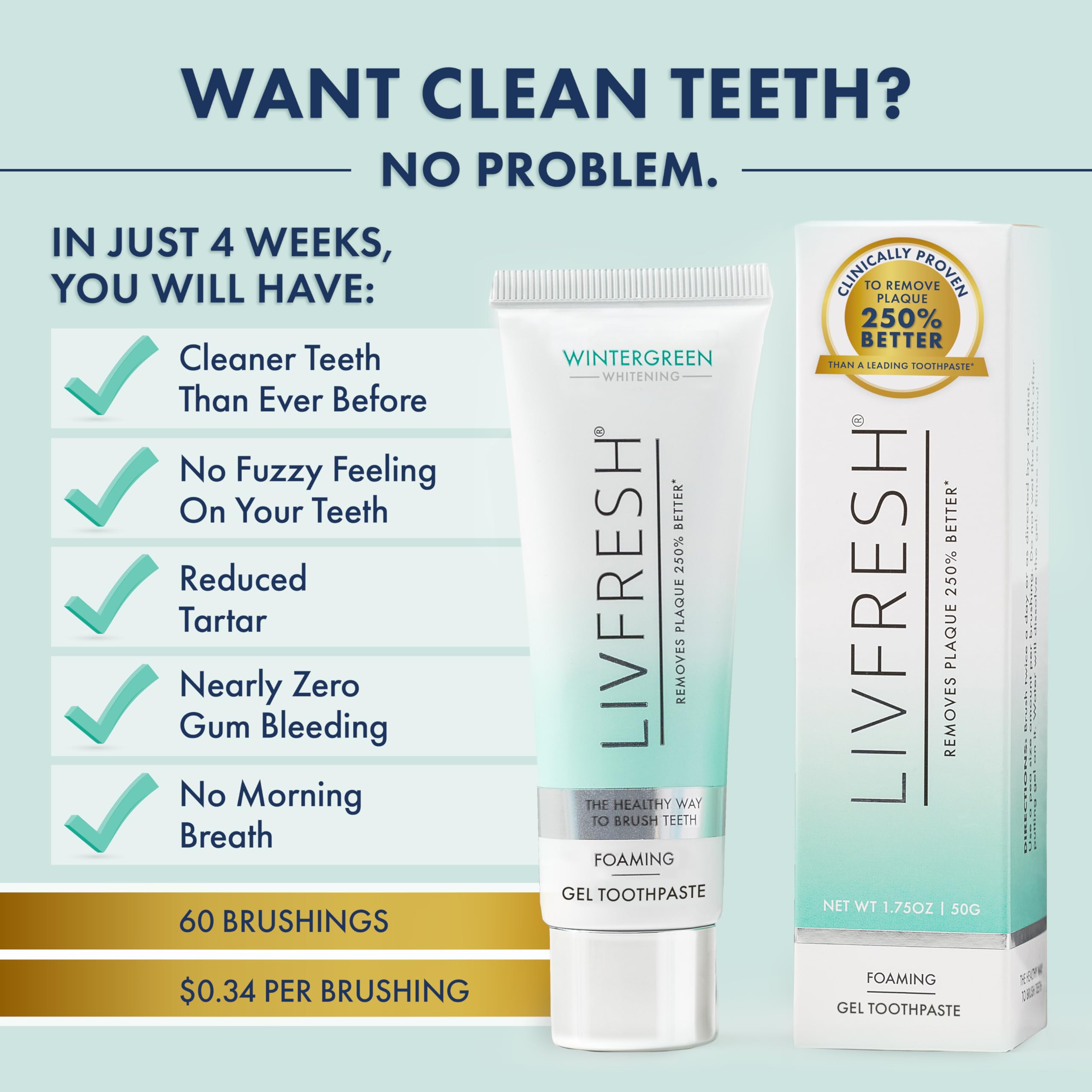 LIVFRESH Dental Gel – Clinically Proven Whitening Toothpaste