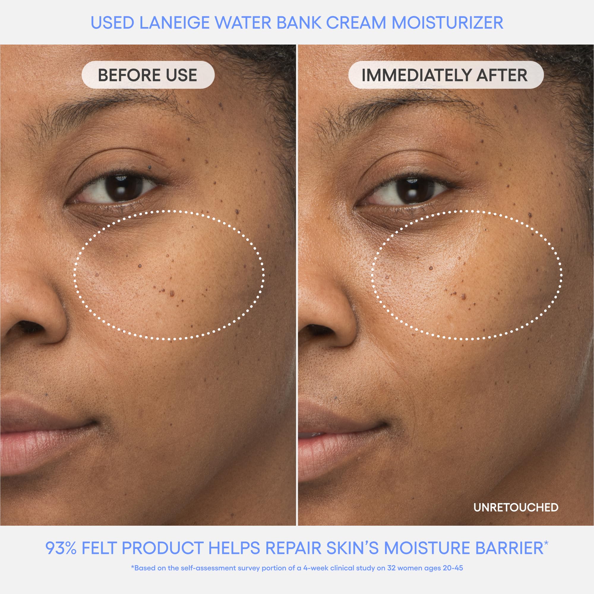 Laneige Water Bank Blue Hyaluronic Cream 50ml jar showing smooth, hydrating cream with blue and white packaging.