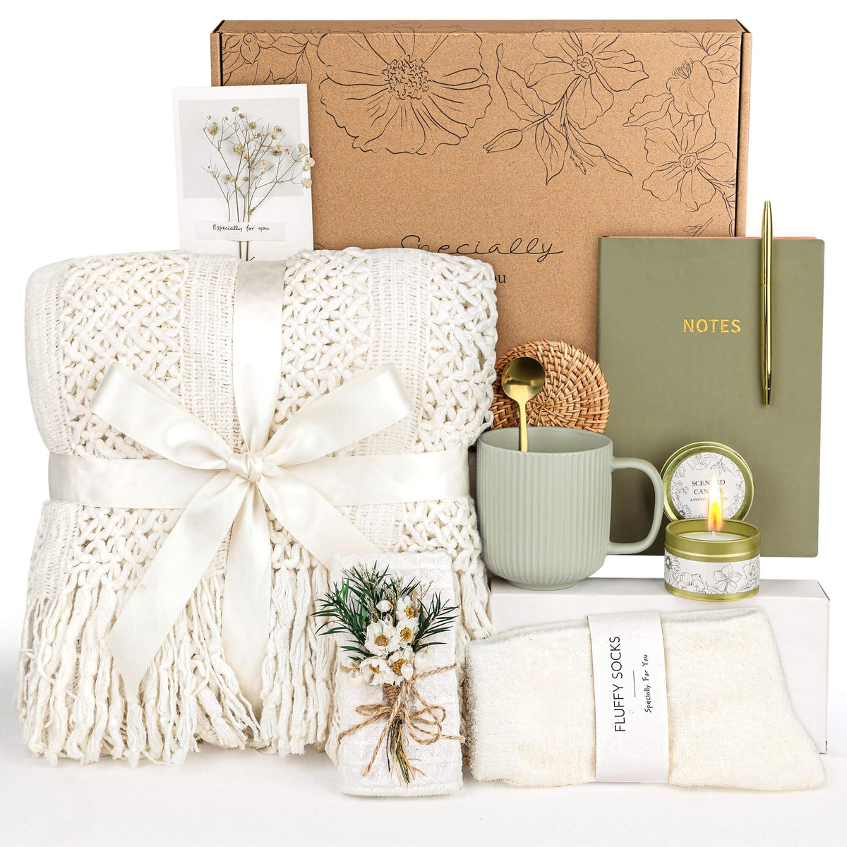 OHATOS Birthday Gifts for Women, Self Care Gifts for Women, Care Package Gift Basket, Thank You,Sympathy Cozy Gift Set f