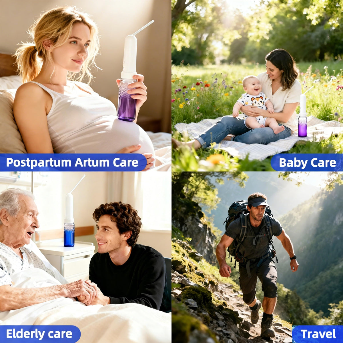 limelet Portable Bidet for Travel & Postpartum Care - 320ML Handheld Peri Bottle with 3 Pressure Settings & 800mAh Batte