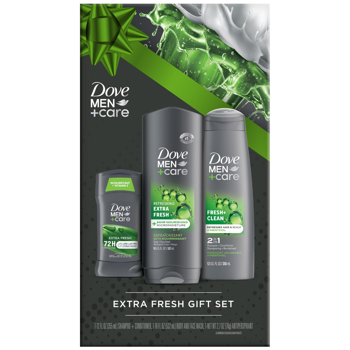 Dove Men + Care Bundle – Extra Fresh Body Wash & 72H Deodorant + Fresh + Clean 2-in-1 Shampoo and Conditioner, Citrus Sc