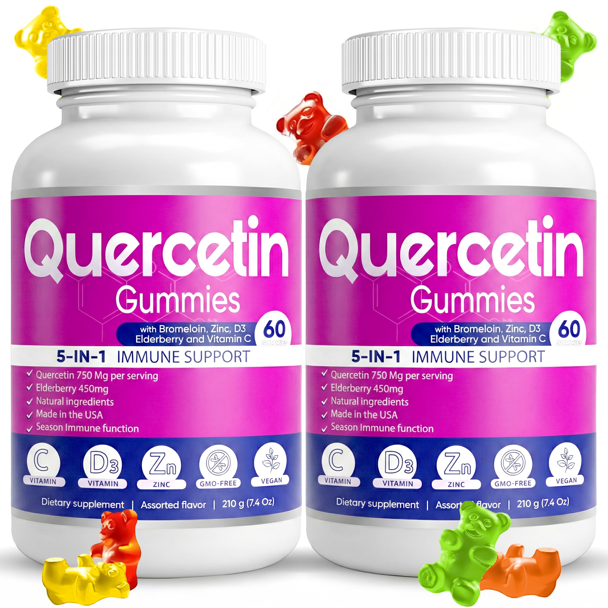 (2 Pack) Quercetin Gummies by BioVitalica - Quercetin with - Product Imagery