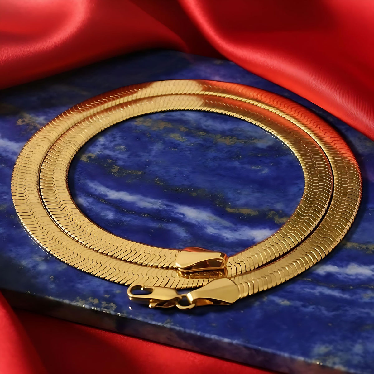 LIFETIME JEWELRY 7mm Gold Herringbone Necklace for Women - Flexible Kink-Resistant Chain with 10X More Real 24K Gold Pla