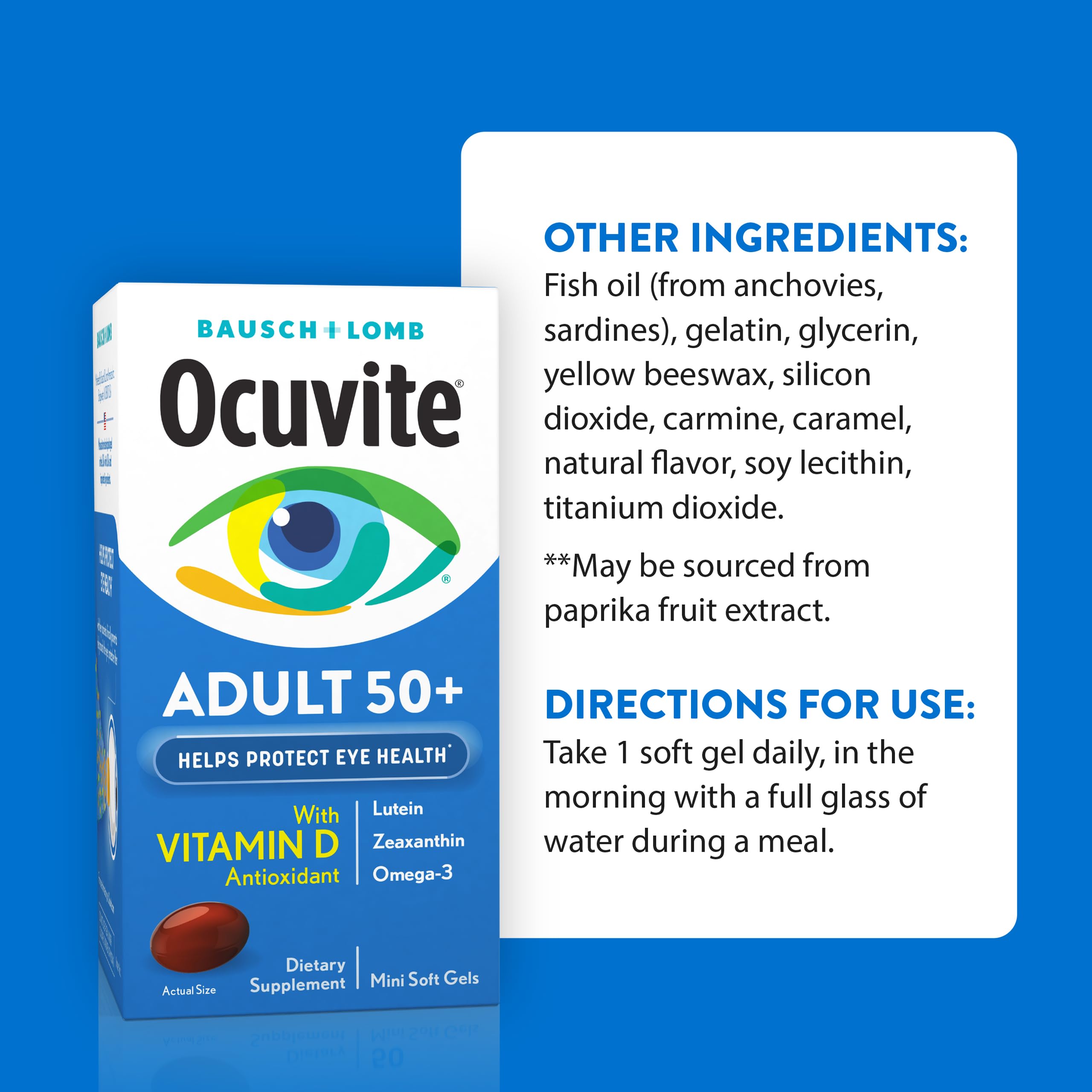 Ocuvite 50+ Eye Vitamins, Lutein & Zeaxanthin Supplement, 90 Softgels