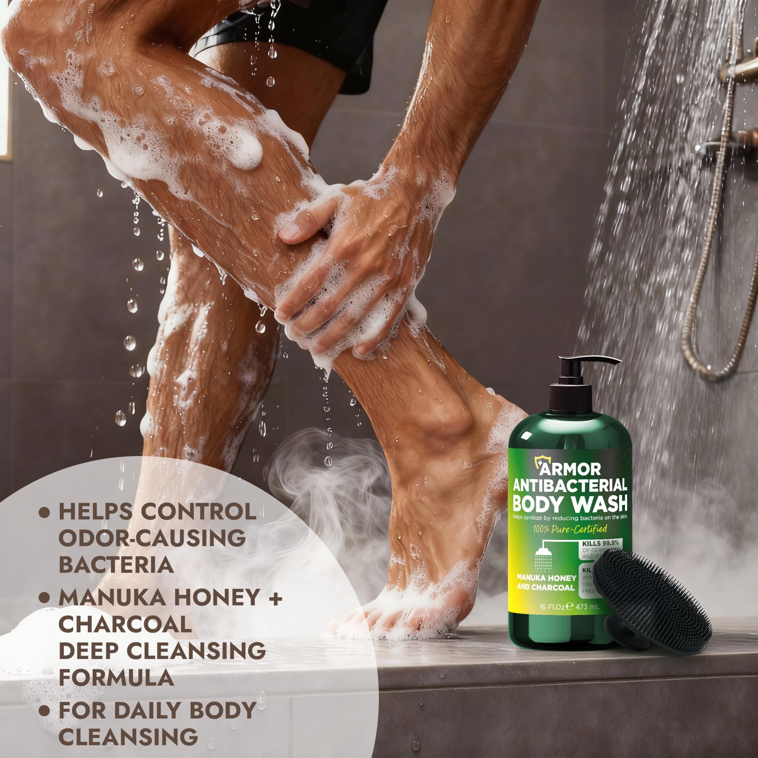 Antibacterial Body Wash & Scrubber – Back Acne & Odor Relief