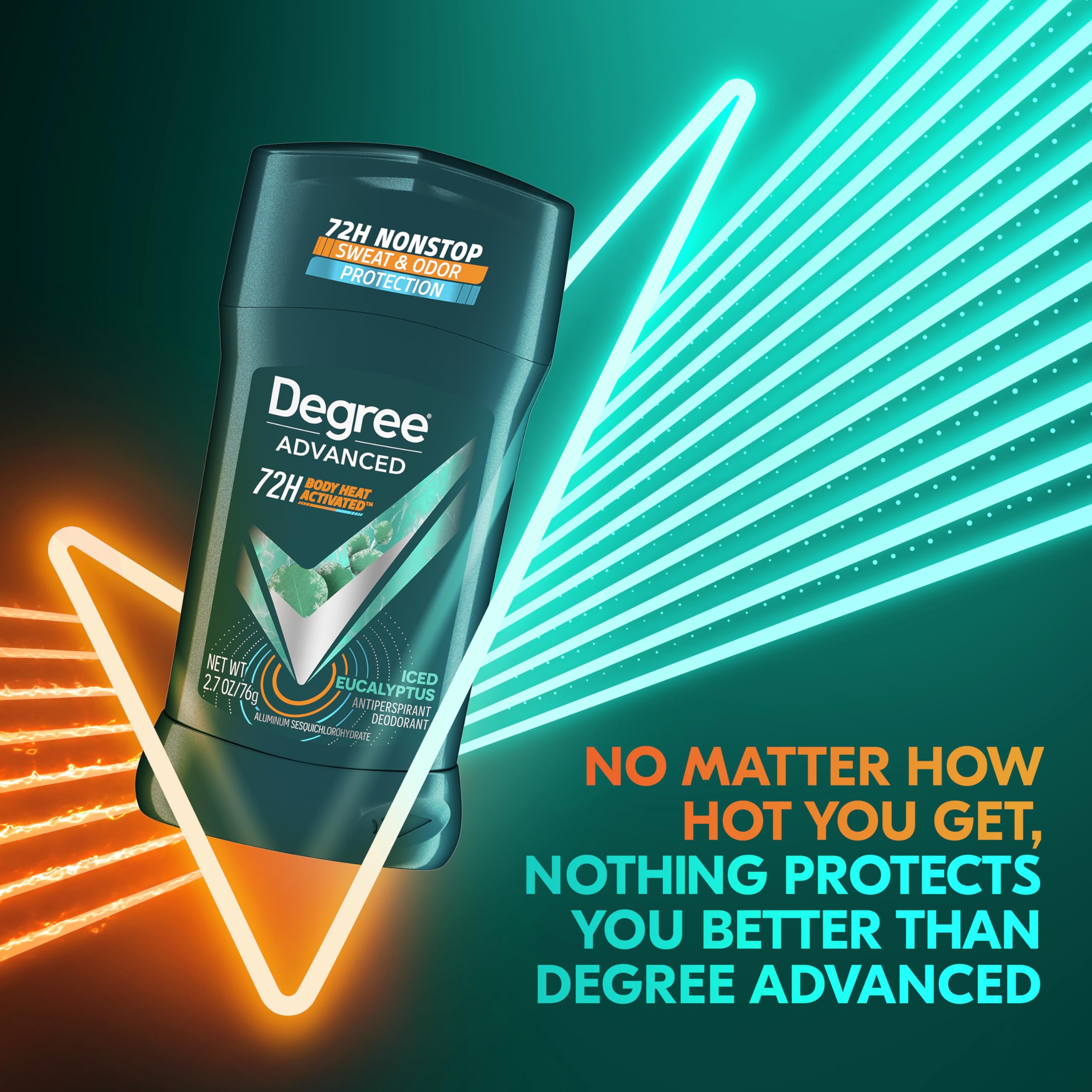 Degree Men Advanced Antiperspirant Deodorant Stick Ice Eucalyptus 4 Count 72-Hour Sweat and Odor Protection Deodorant for Men with Body Heat Activated Technology 2.7 oz