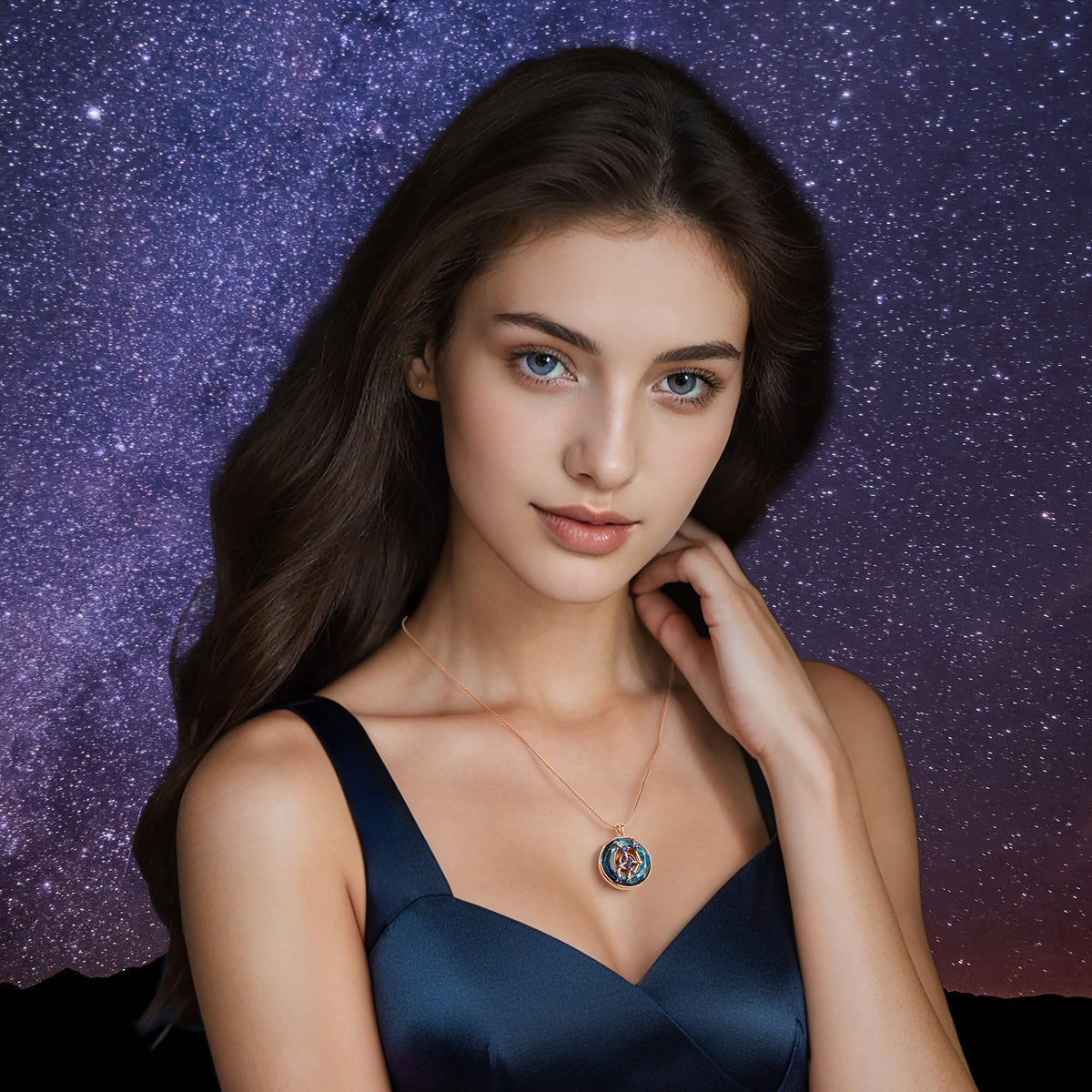 Distance S925 Sterling Silver Zodiac Constellation Birthstone Necklace for Women – full view