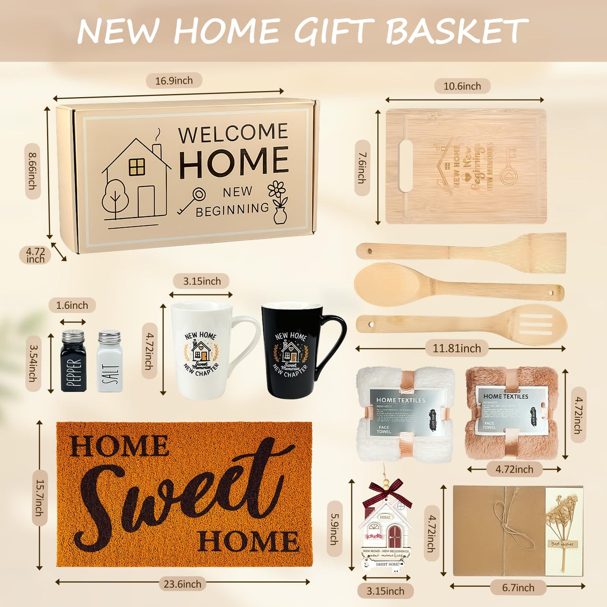 House Warming Gifts New Home Closing Gift Basket with 2 - VZKOO Official Imagery - 4