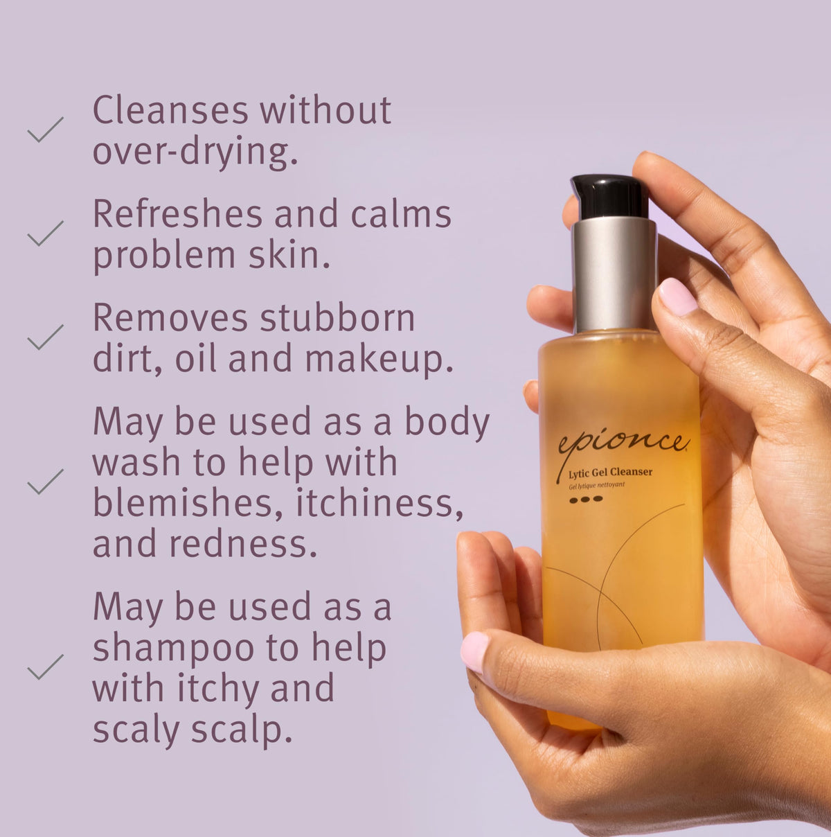 Epionce Lytic Gel Cleanser Gentle Foaming Face Wash Blemish Makeup Remover – packaging and label