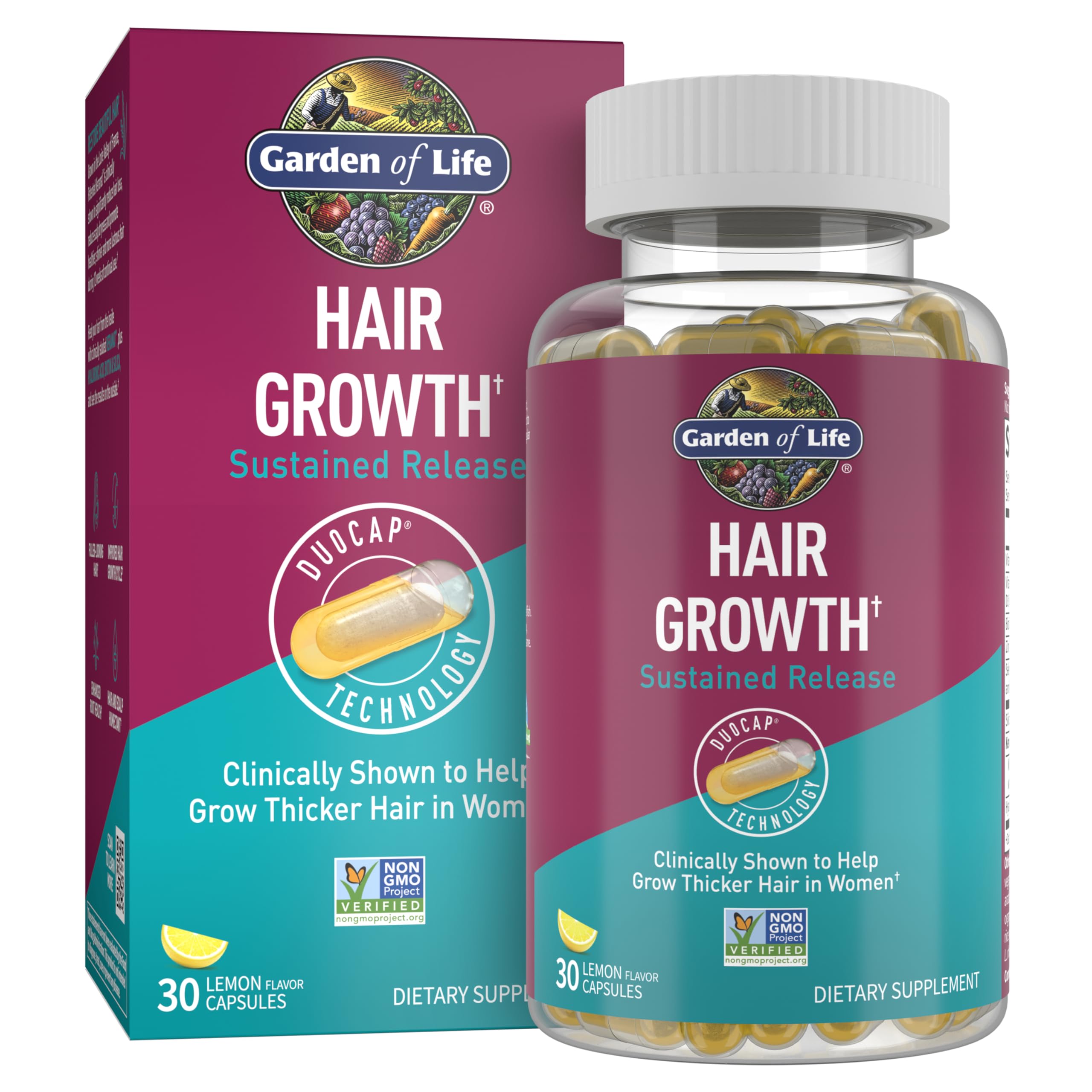 Garden of Life Hair Growth Duo Caps, 30 Plant-Based Capsules