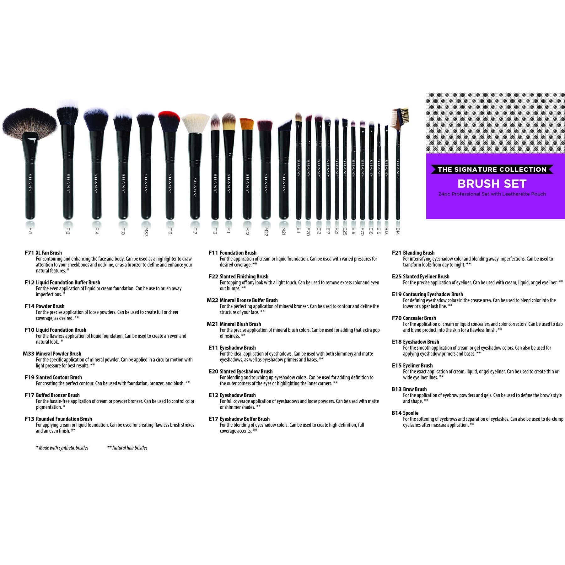 SHANY 24-piece Pro Signature makeup brush set with various brushes for face and eye makeup application.