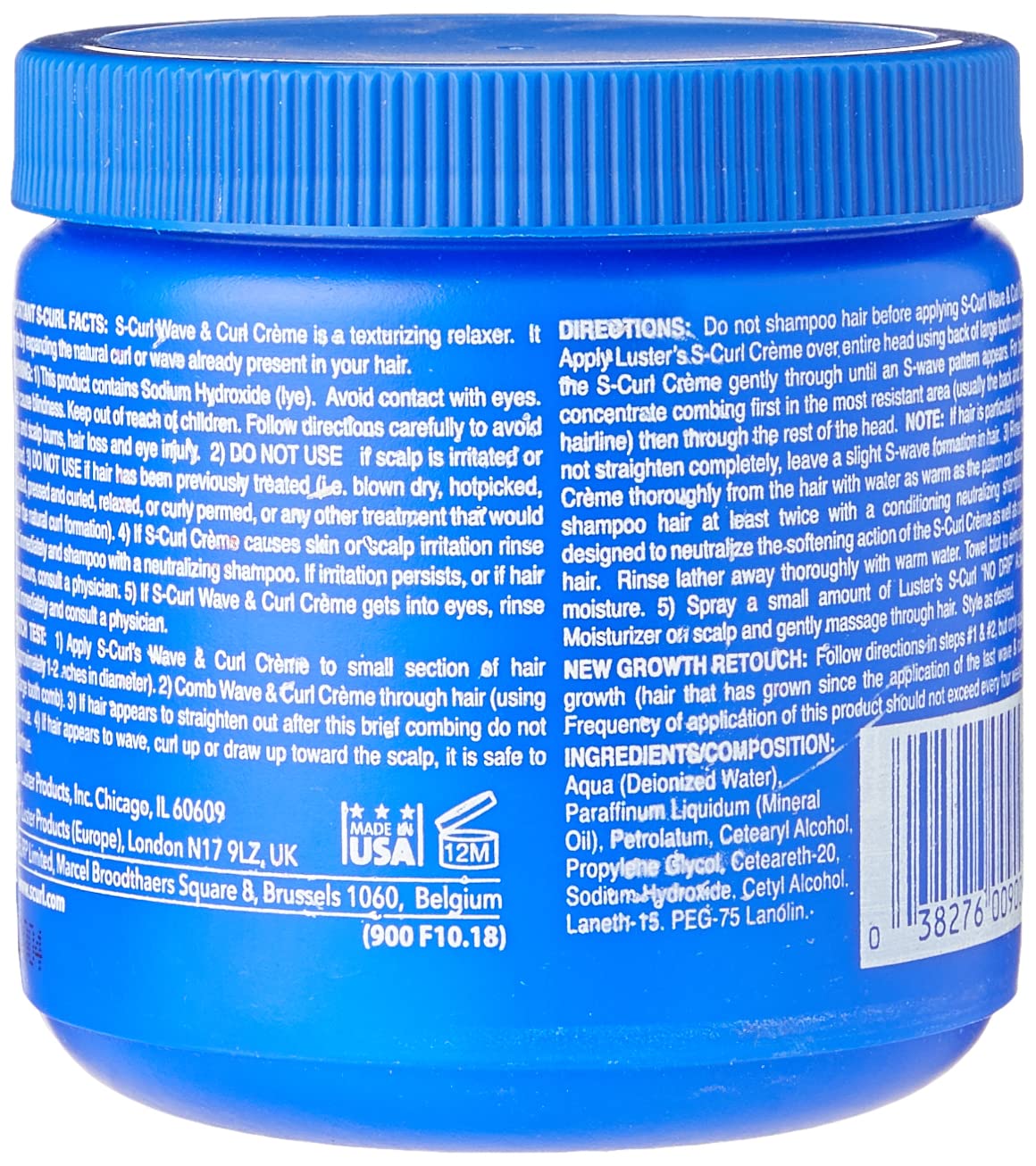 Luster S Curl Texturizer Wave & Curl Creme for hair styling, showing a jar of the cream with a smooth lid and product label.