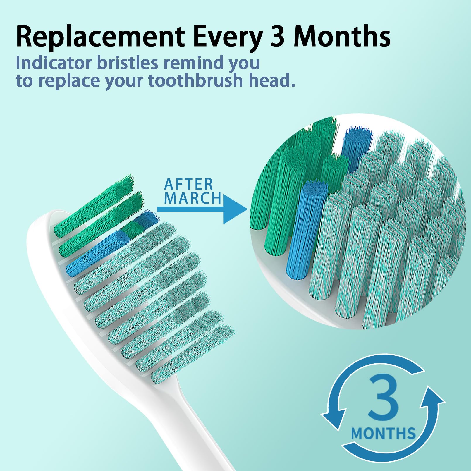 Set of 10 YMPBO toothbrush replacement heads for TAO Clean electric toothbrush, with soft bristles and easy click-on design.