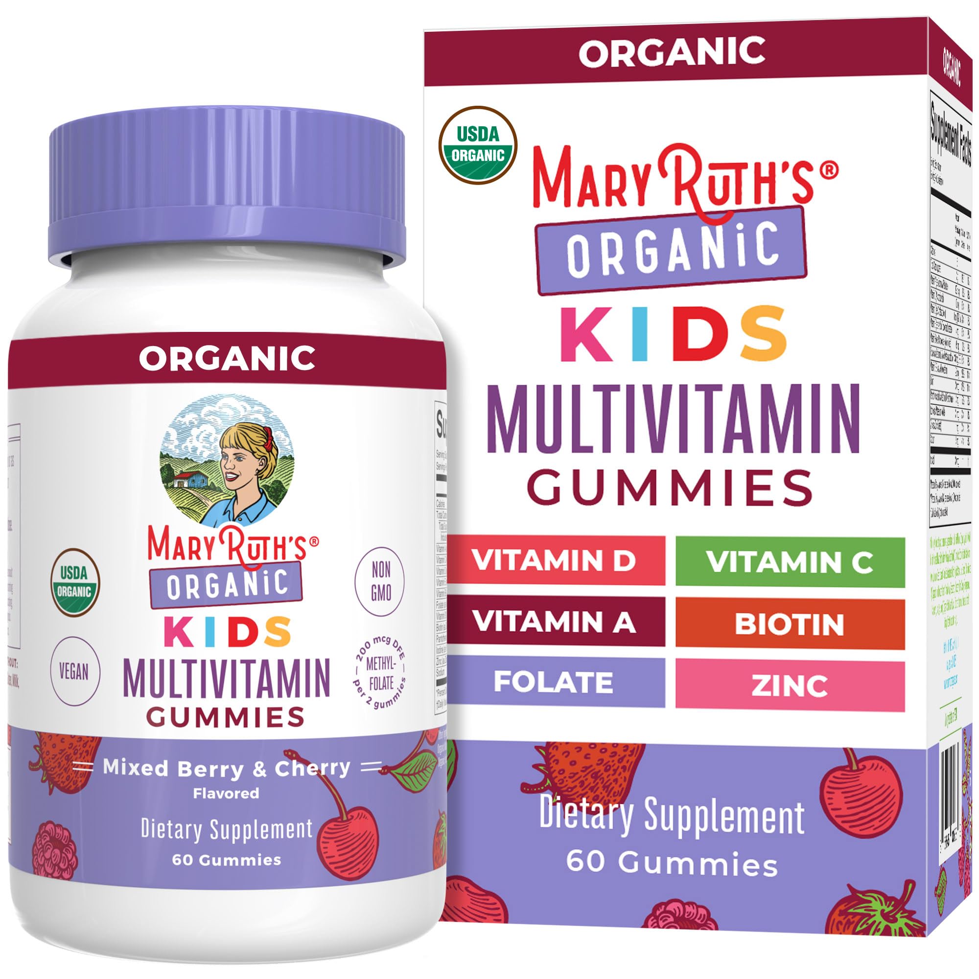 MARYRUTH'S USDA Organic Multivitamin Gummies, Ages 4+, Kids - Product Imagery
