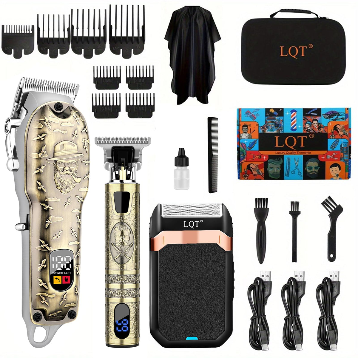 LQT Hair Clippers Set for Men, Hair Clipper Trimmer with LED Display, Professional Cordless Hair Clipper Shaver Beard Tr