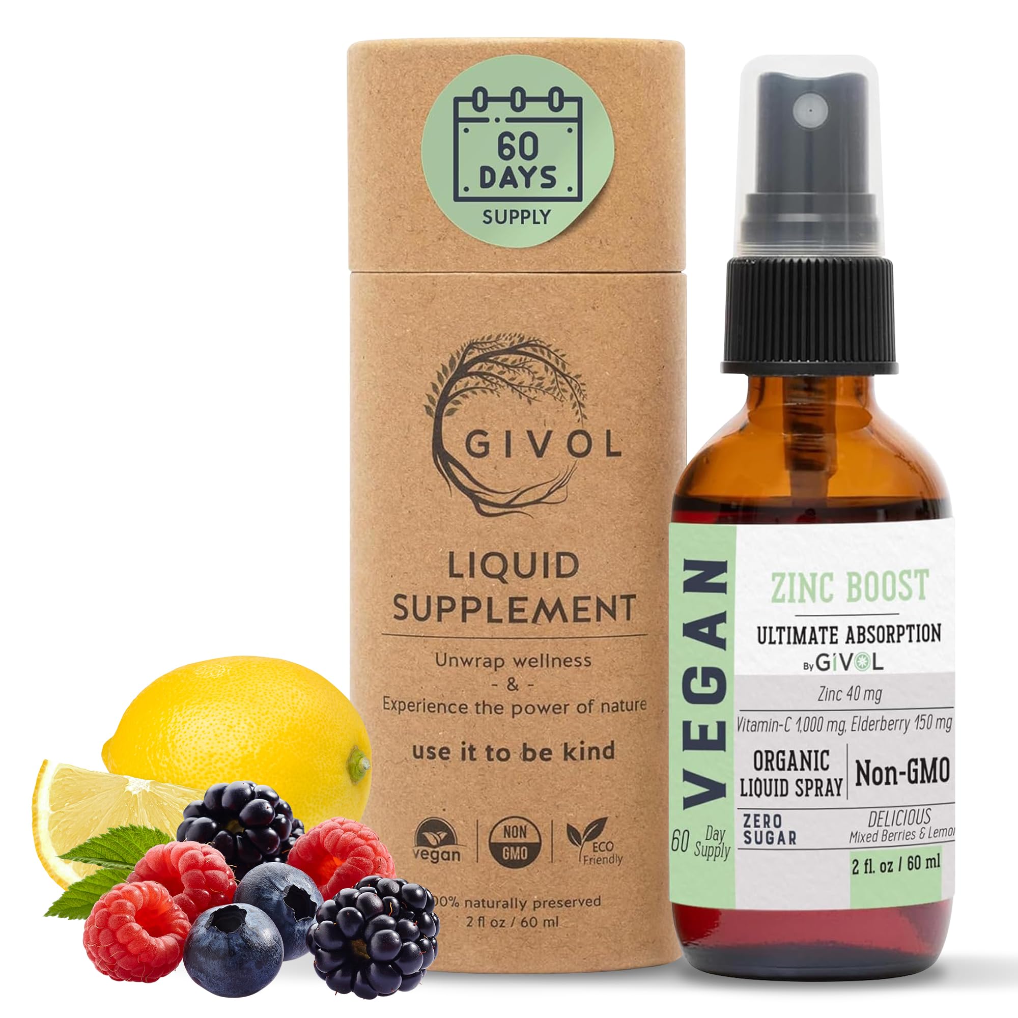 Zinc Active Mist Liquid Spray, Sugar-Free, Made in USA, 2 FL - Product Imagery