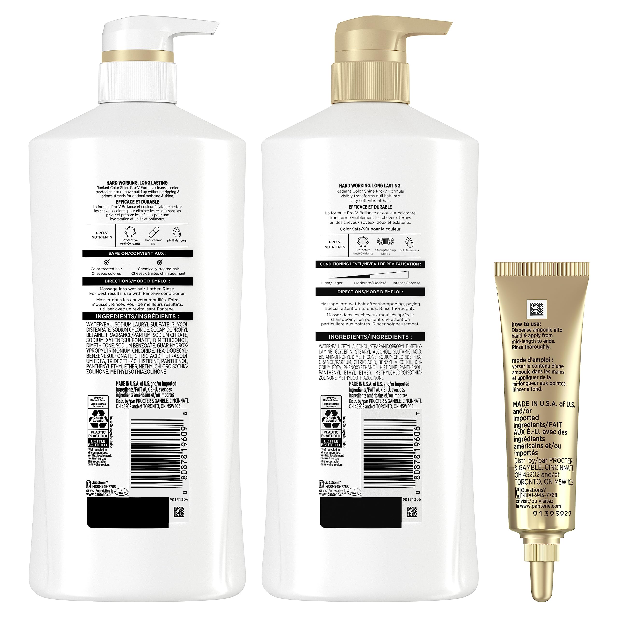Pantene Shampoo, Conditioner and Hair Treatment Set, Radiant Color Shine, Safe for Color-Treated Hair