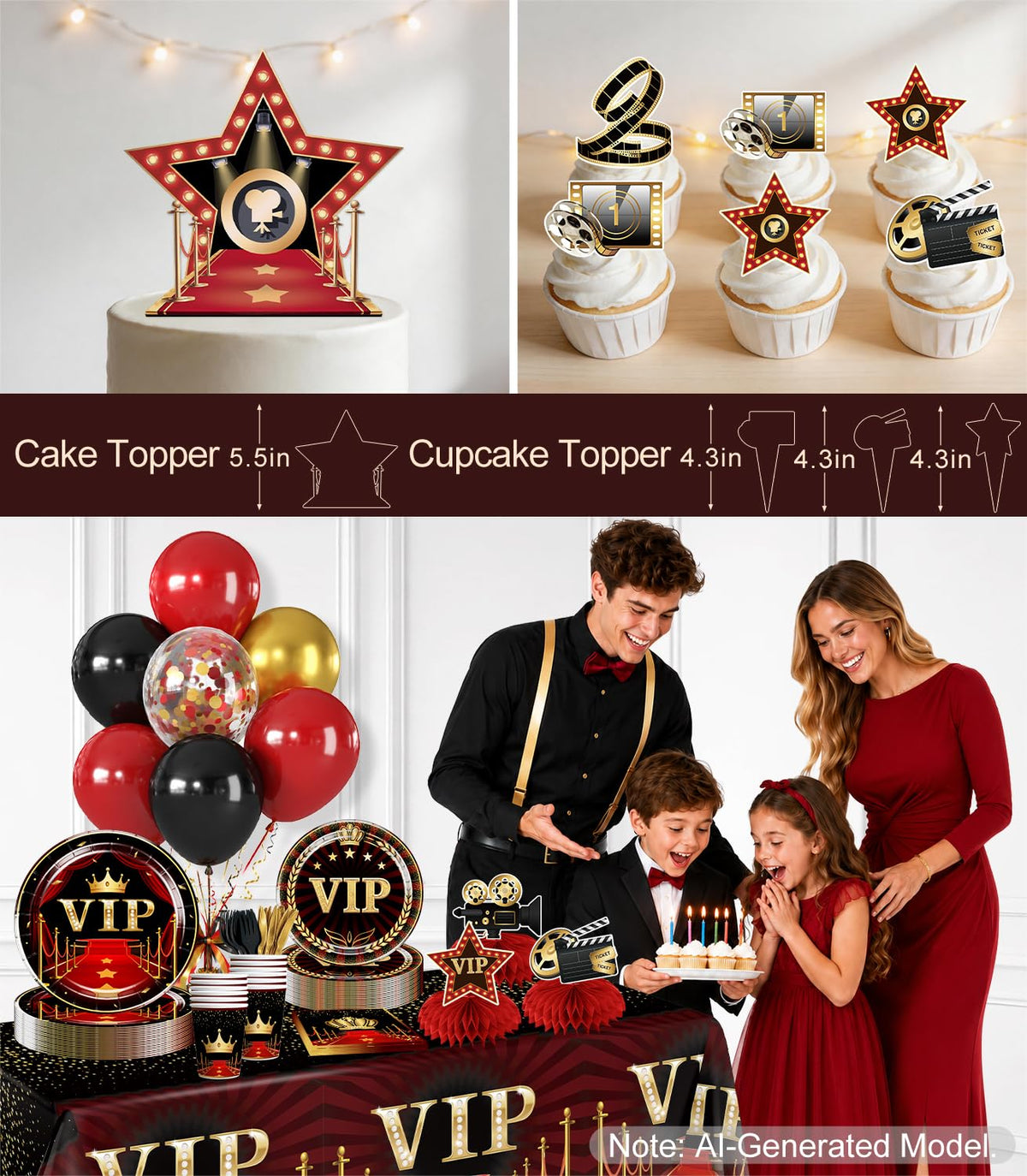 Yingoto Yingto 177PCS Red Carpet Party Decorations Hollywood Birthday Set Serves 20