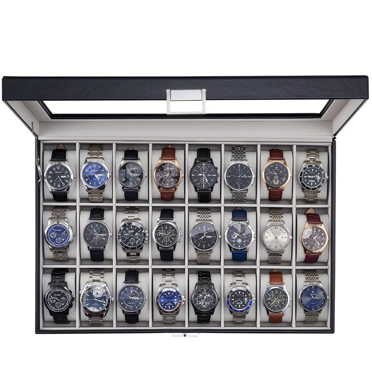 ProCase Watch Box for Men 24 Slot Display Case with Real - ProCase Official Imagery - 2