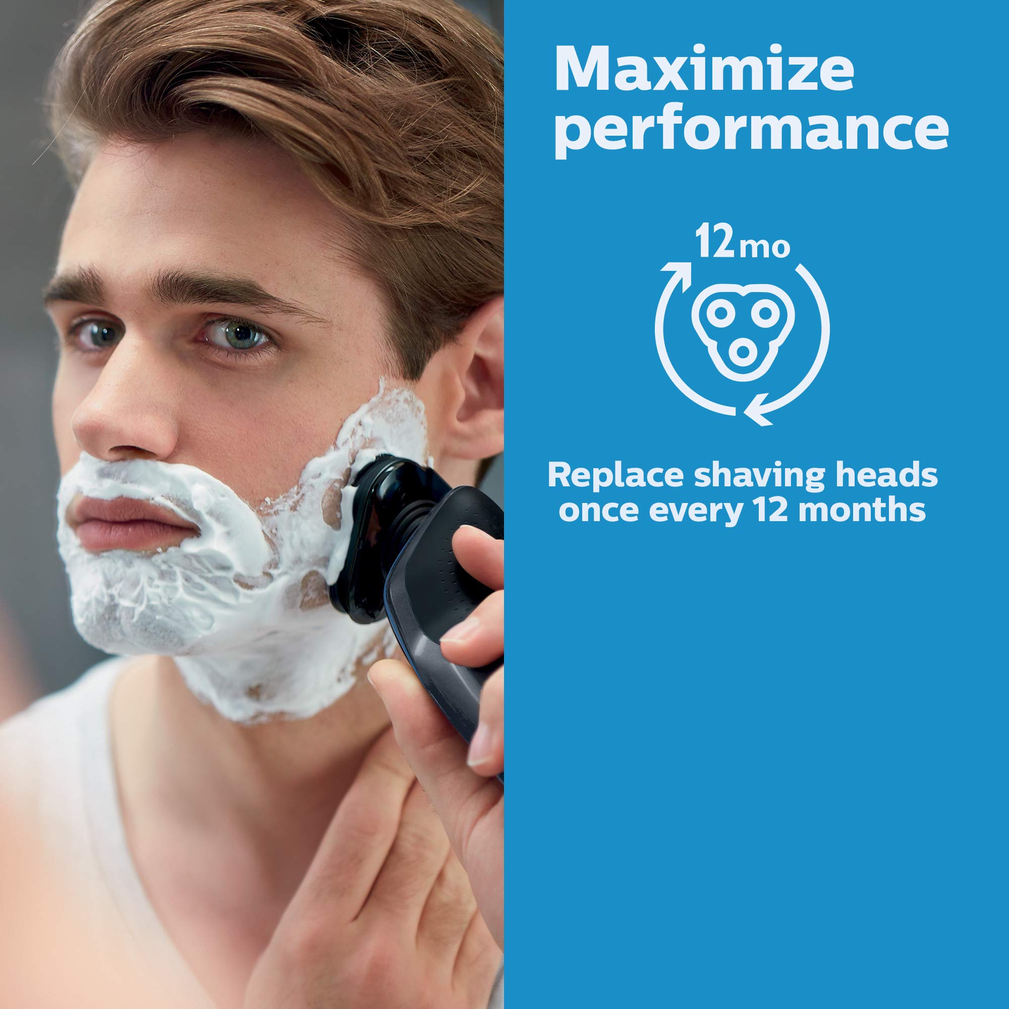 Norelco Philips SH60/72 replacement shaver heads for electric shaver, 3-pack, with blade and foil components.