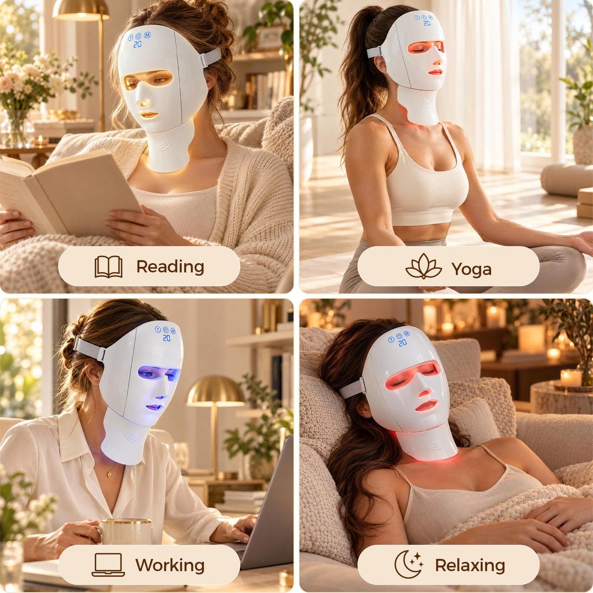 Wireless Red Light Therapy Mask for Face and Neck LED Red - Qoyapow Official Imagery - 8