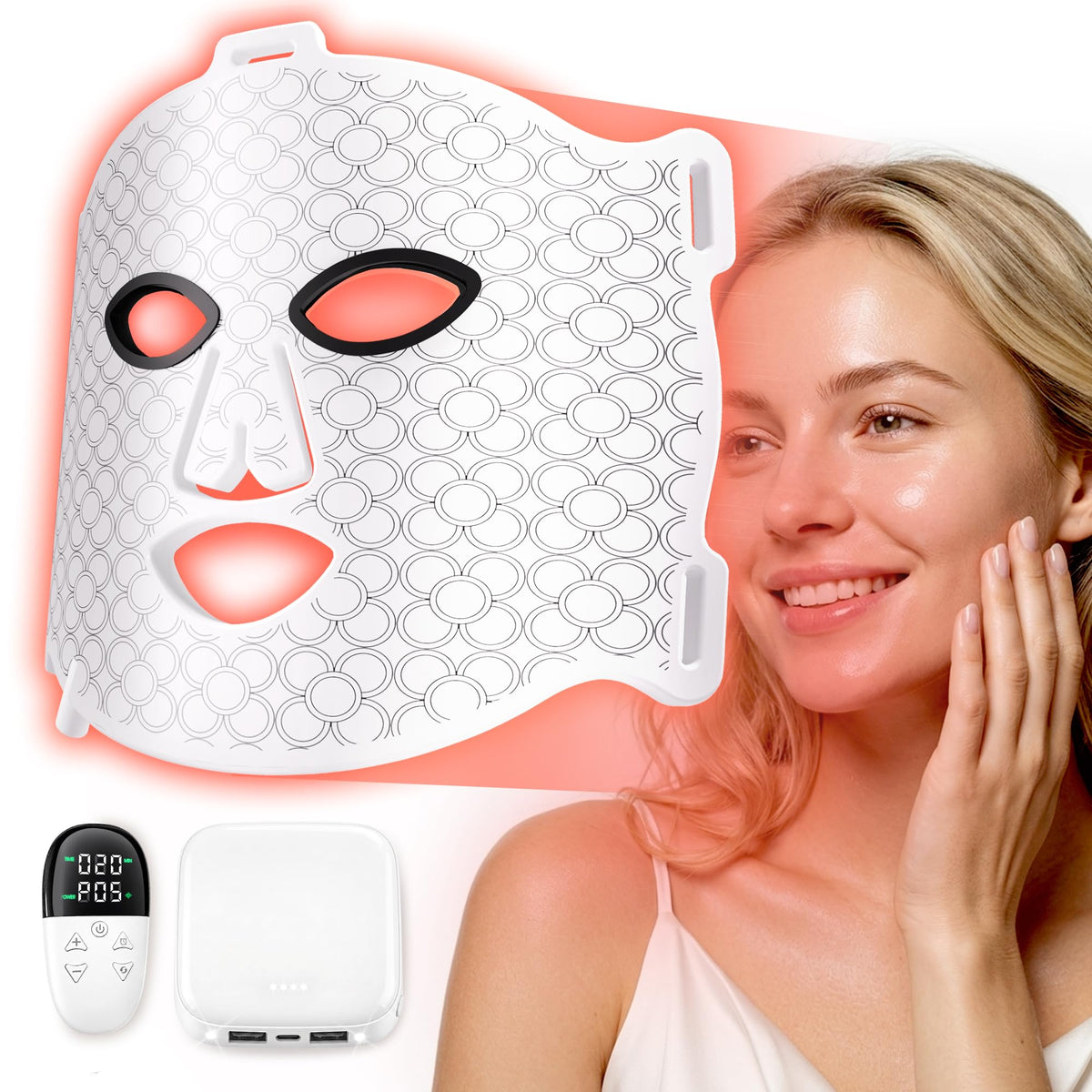 LanAqua Red Light Therapy for Face, 6000mAh Rechargeable LED Face Mask – product photo (Light Therapy)