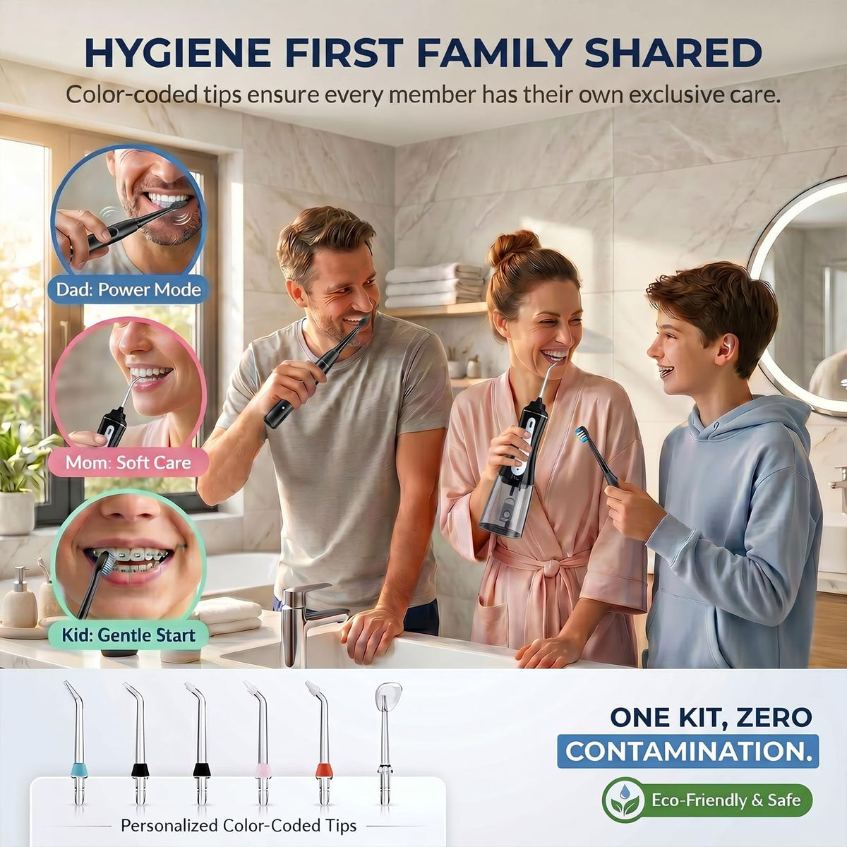 MOCEL Water Dental Flosser and Electric Toothbrush Combo - Portable Oral Clean Kit for Teeth Cleaning, Braces & Gums Car