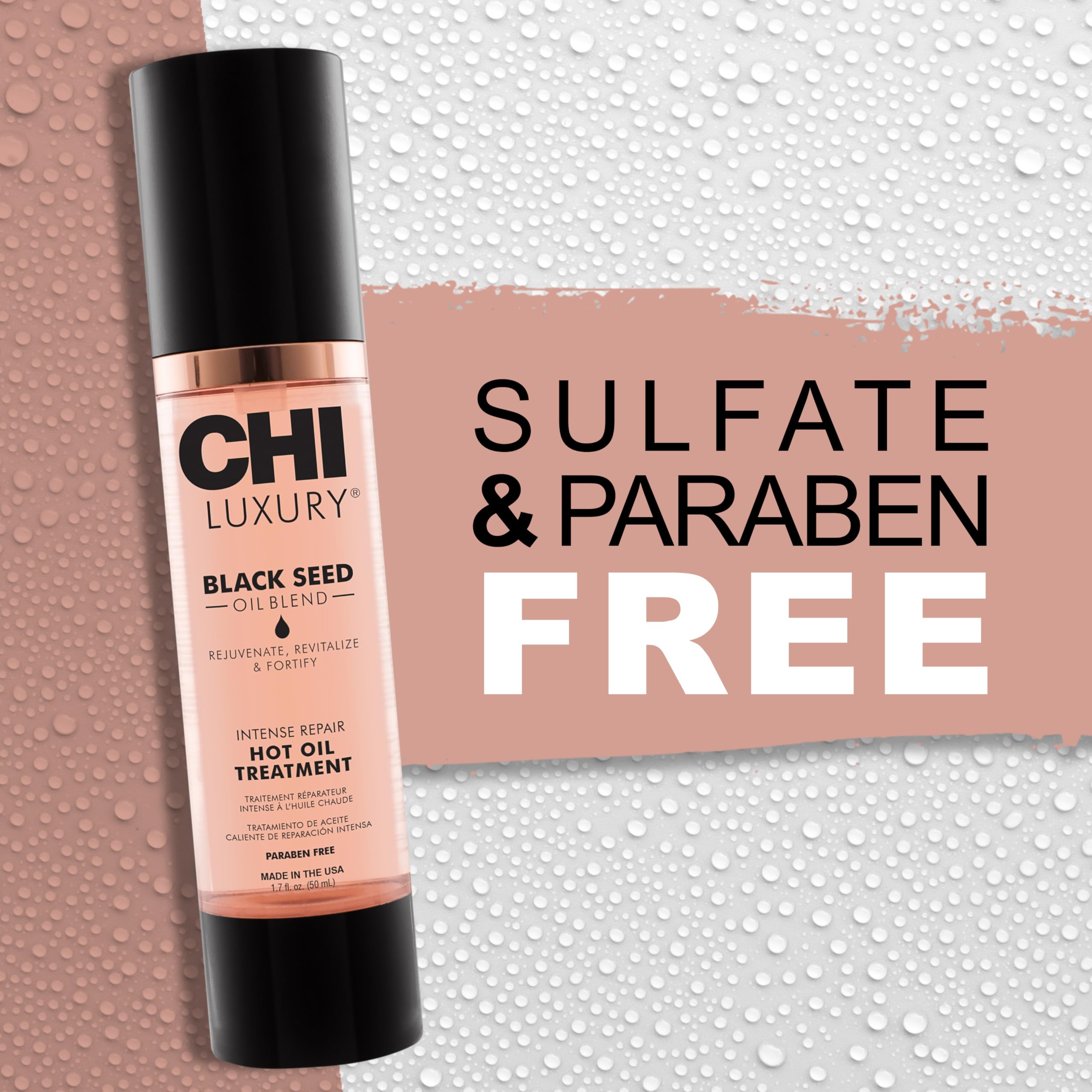 CHI Luxury Black Seed Oil Intense Repair Hot Oil Treatment, Moisturizes & Strengthens Dry & Damaged Hair, Sulfate, Paraben & Gluten-Free, 1.7 Oz