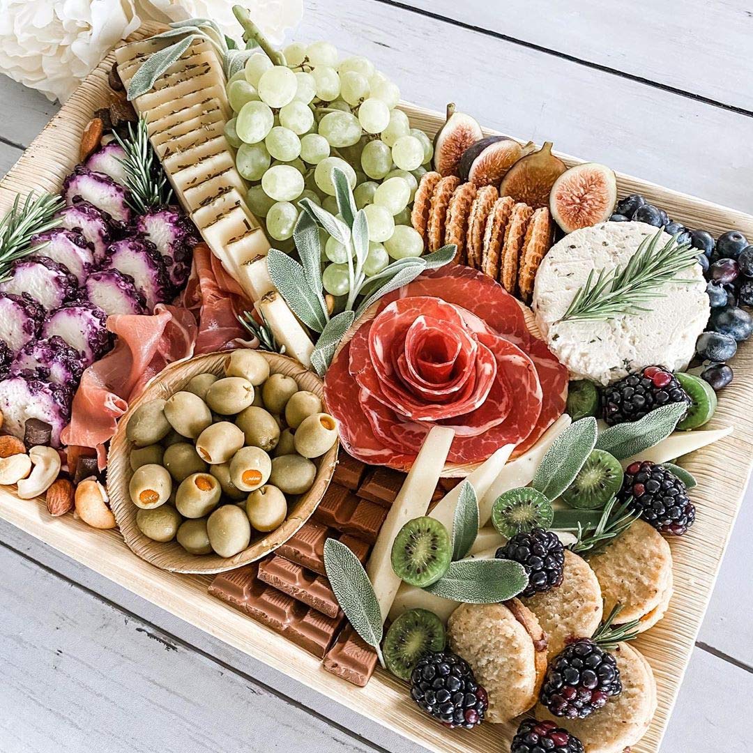 Charity Leaf Disposable Bamboo 14" x 10" Trays (10 Pieces) Bamboo Serving Platters, Disposable Boards, Eco-Frien