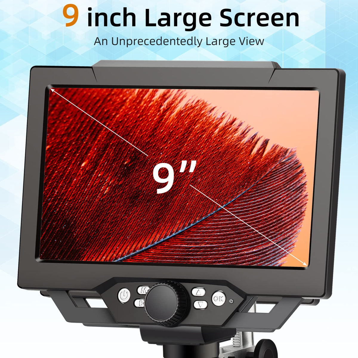 Koolertron 9" LCD Microscope for Circuit Board & Coin – close-up detail in Black, Silver