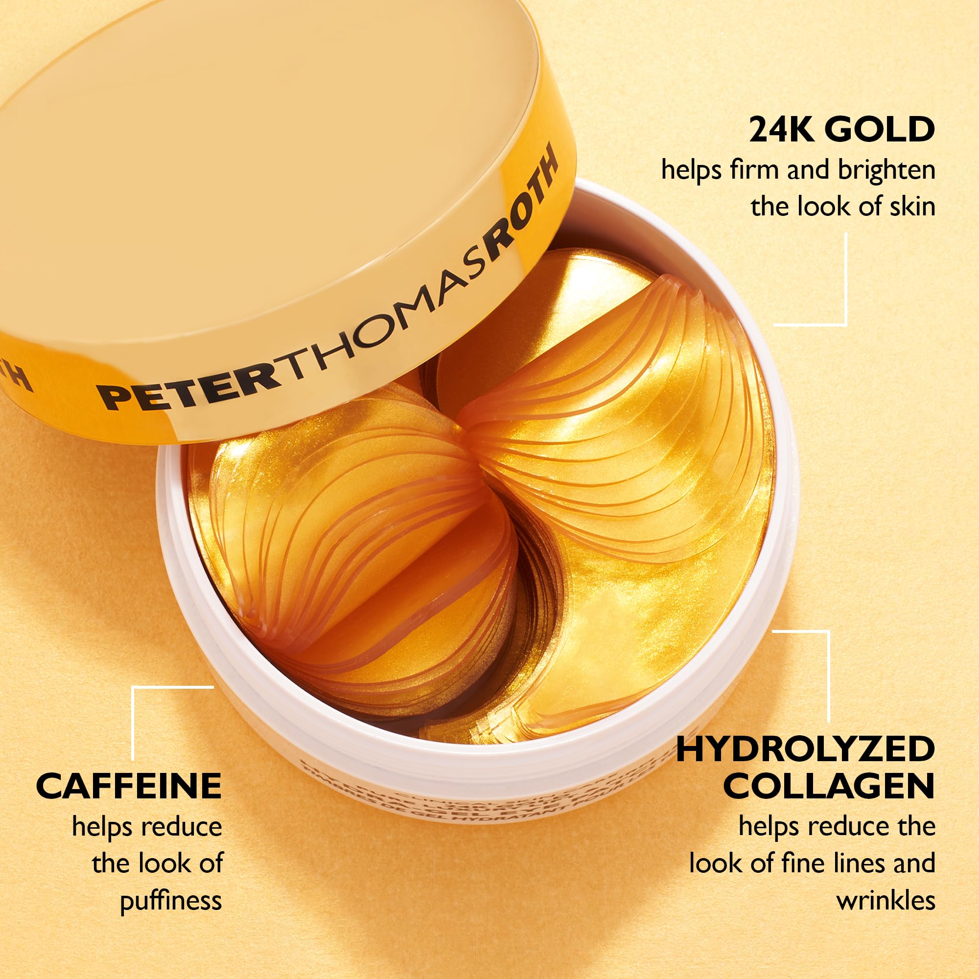 Peter Thomas Roth | 24K Gold Firming Hydra-Gel Eye Patches | Gold-Infused Eye Mask Patches for Fine Lines, Crow's Feet and Dark Circles
