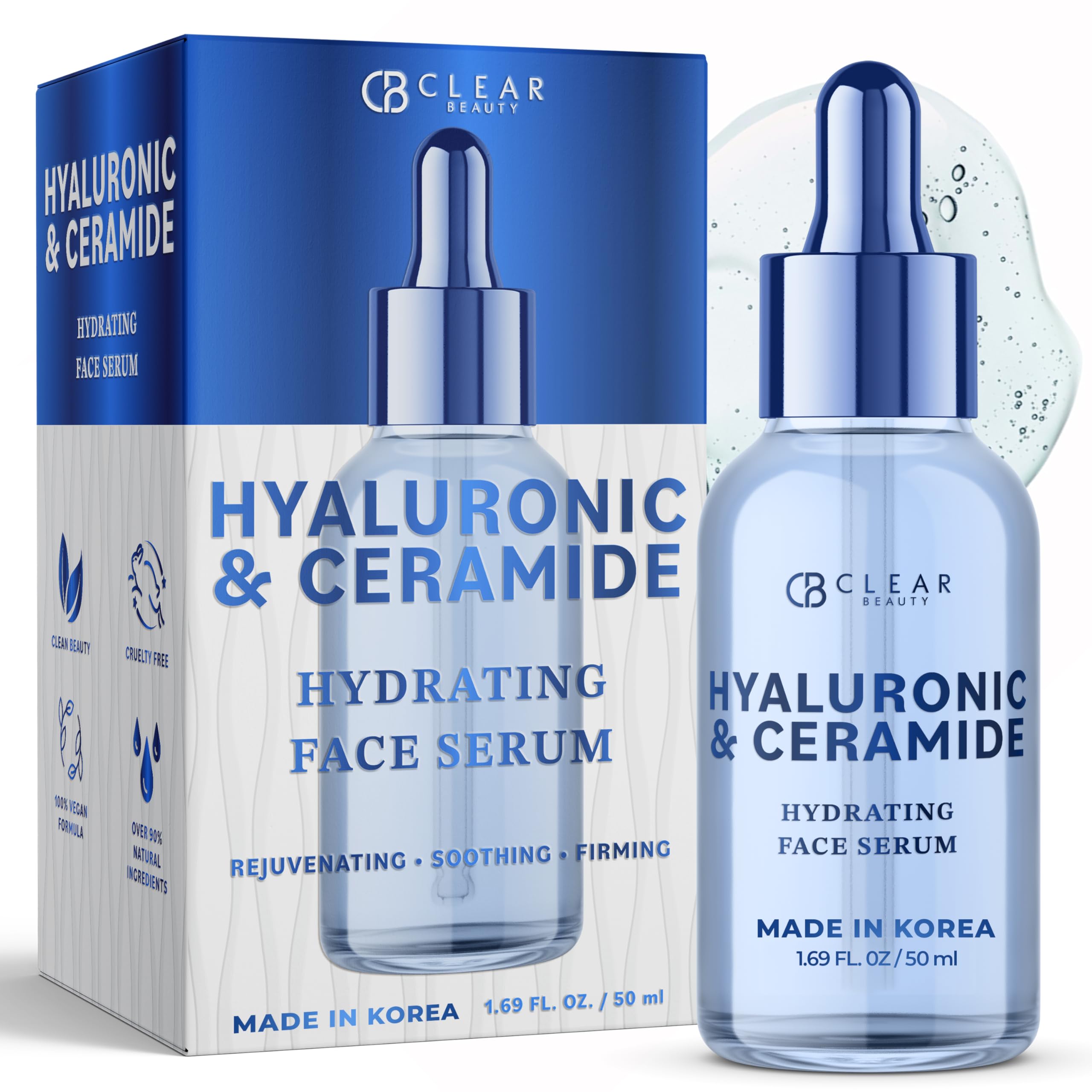 Clear Beauty Ceramide & Hyaluronic Acid Serum for Face - - Product Imagery