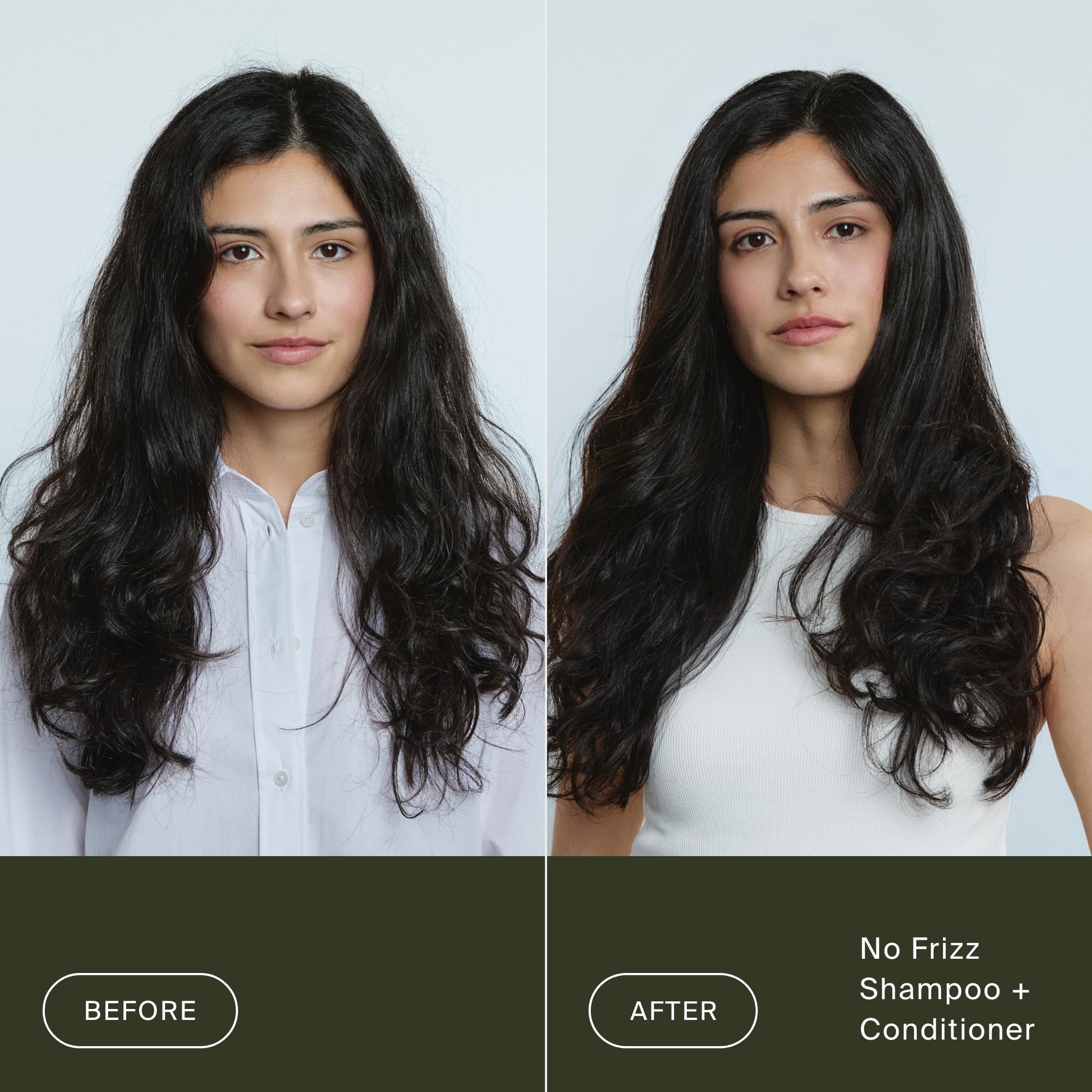 Living Proof No Frizz Shampoo for all hair types in a 24 oz bottle, showing the clear, branded shampoo bottle with label.