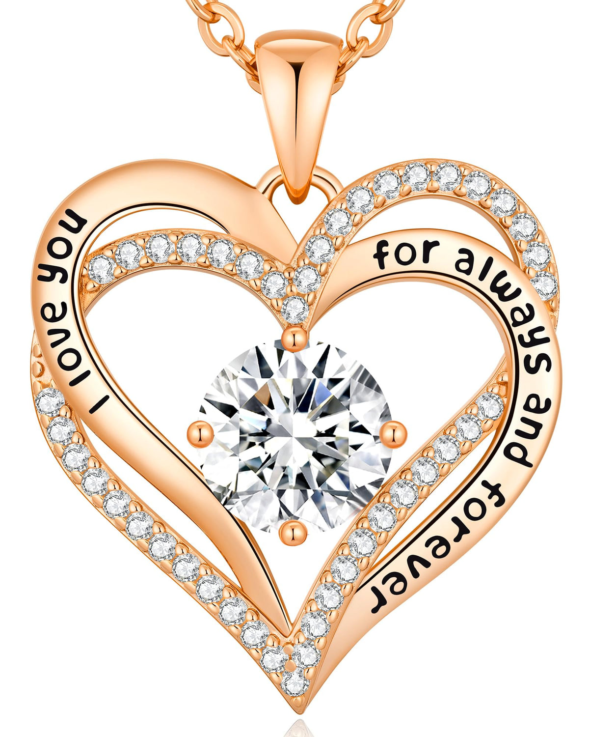 CDE 18K Rose Gold Heart Pendant Necklaces Gift, Birthstone Jewelry Gift – product photo (Pendant Necklaces)