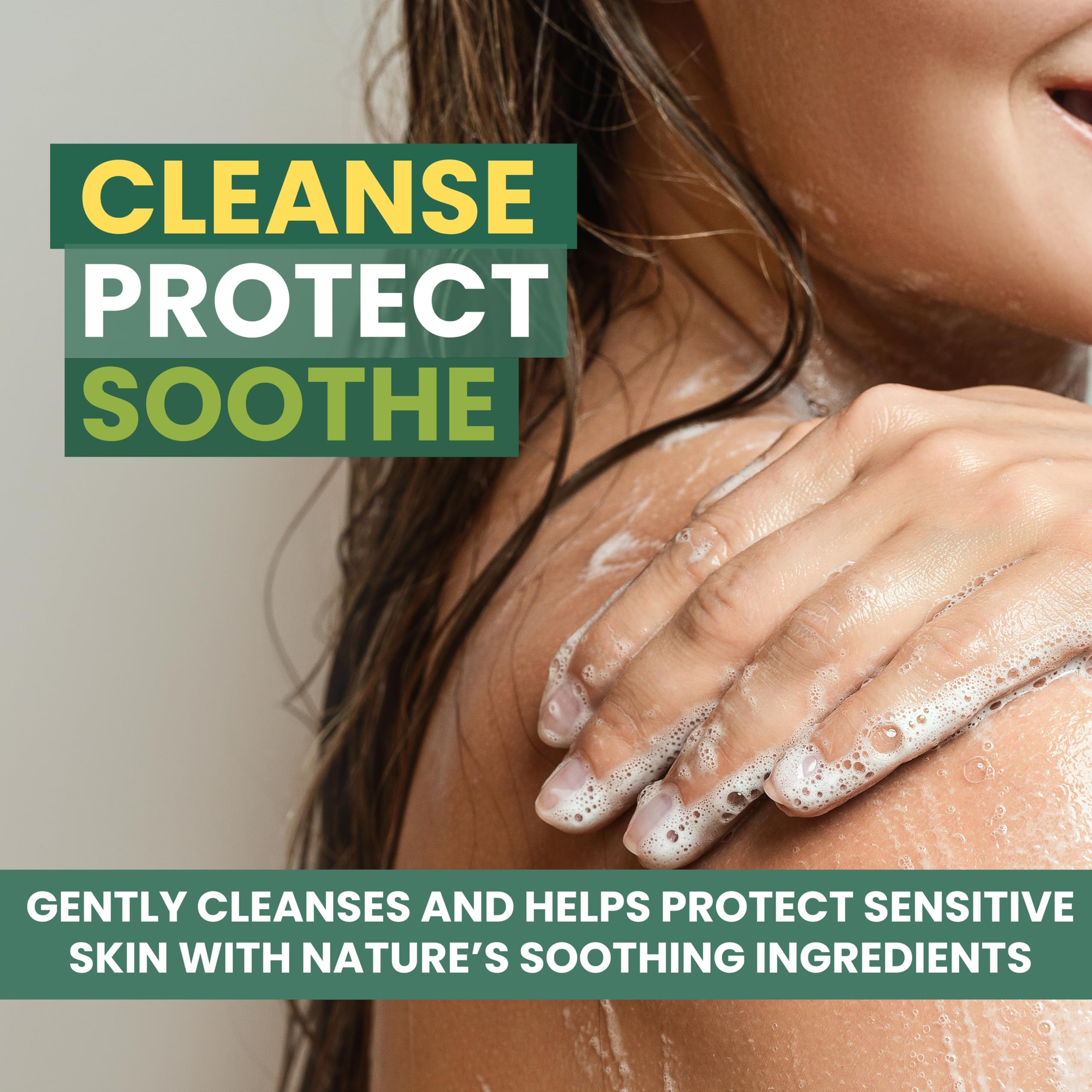 KESMEDIK Tea Tree Body Wash with 100% tea tree oil in a 16 oz bottle, showing the clear liquid and label.