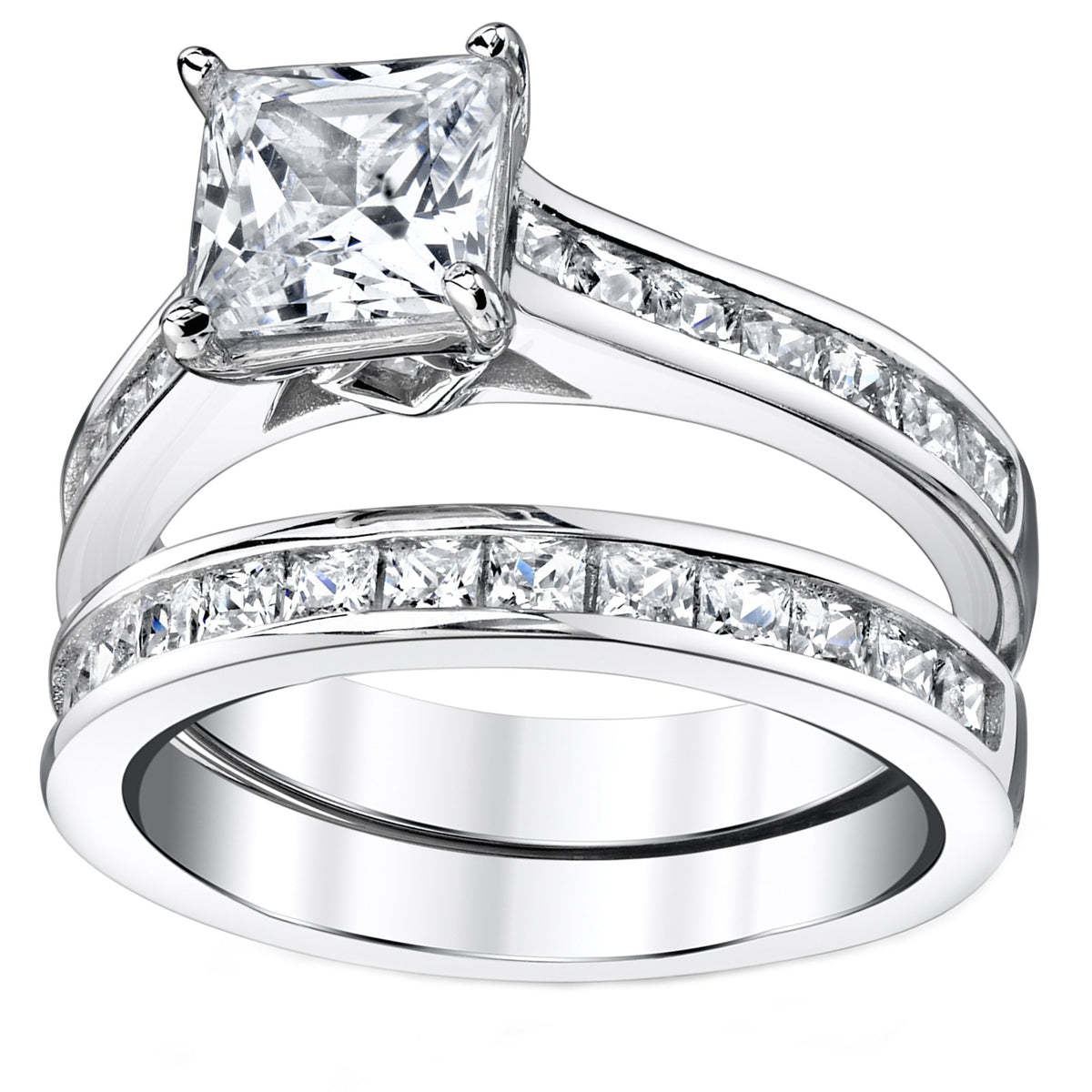 4 3 Carats Sterling Silver Cubic Zirconia Bridal Set - Bonndorf Official Imagery - 4