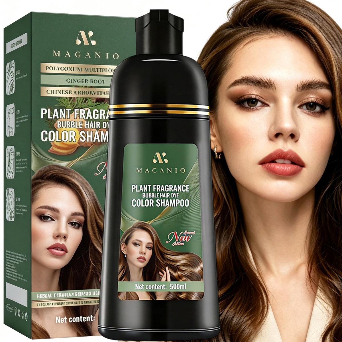 MORSENIA Dark Brown Hair Dye Shampoo for Gray Hair Women Men Easy to Use – product photo (Shampoos)