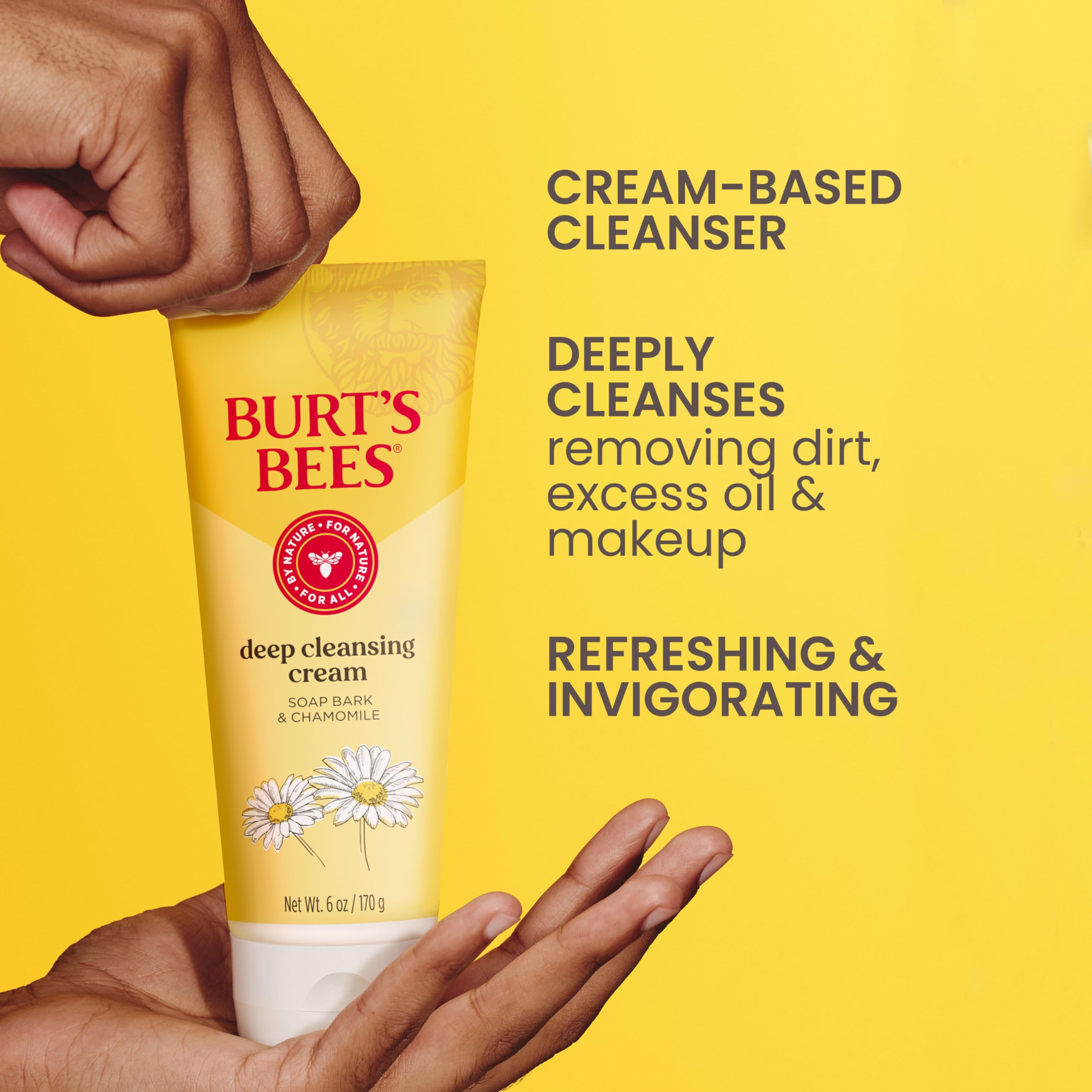 Burt's Bees Deep Facial Cleansing Cream with chamomile, 6 oz, natural face wash for clean, refreshed skin in dorm essentials pack