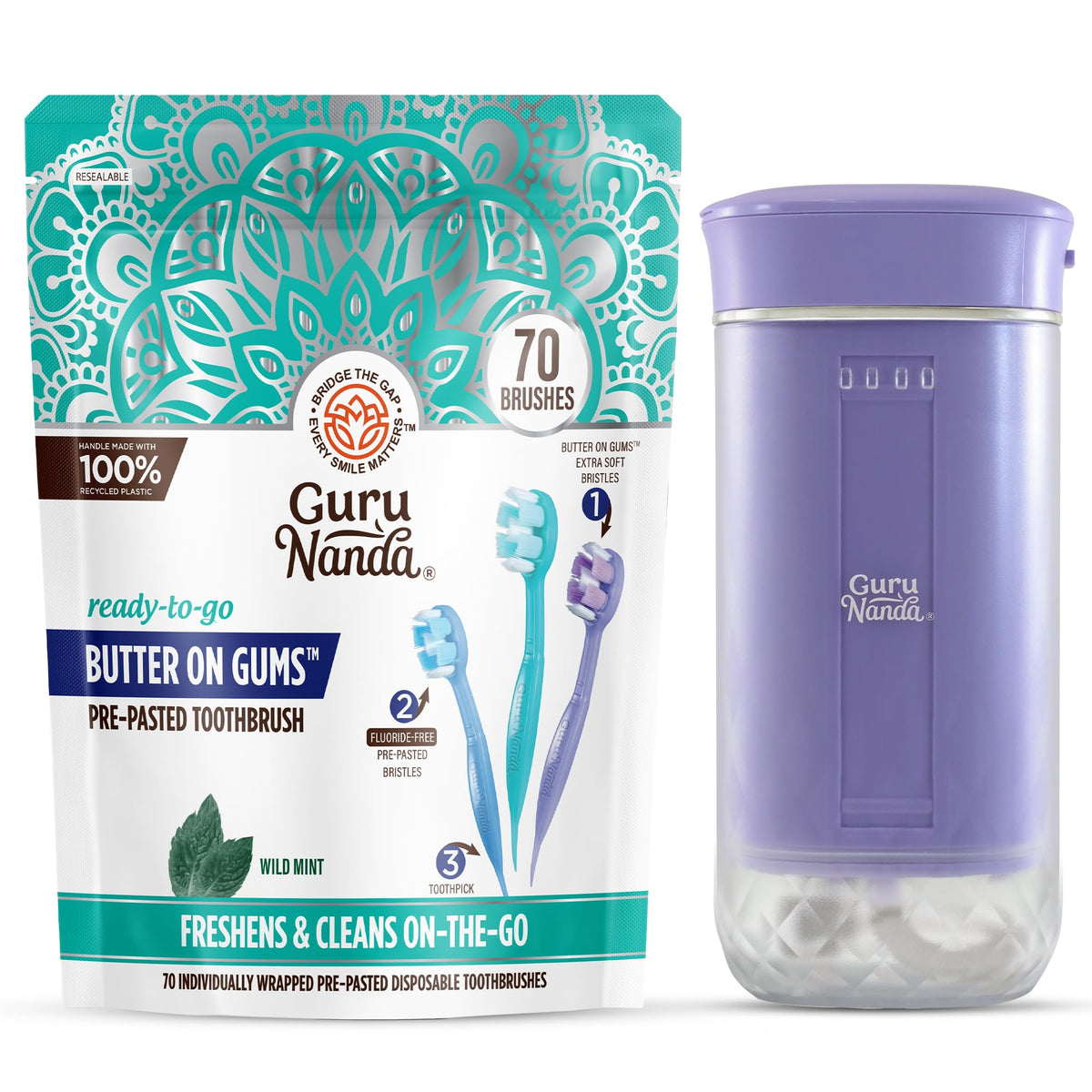 GuruNanda On the Go Oral Care Bundle 70ct Disposable Pre - GuruNanda Official Imagery - 2
