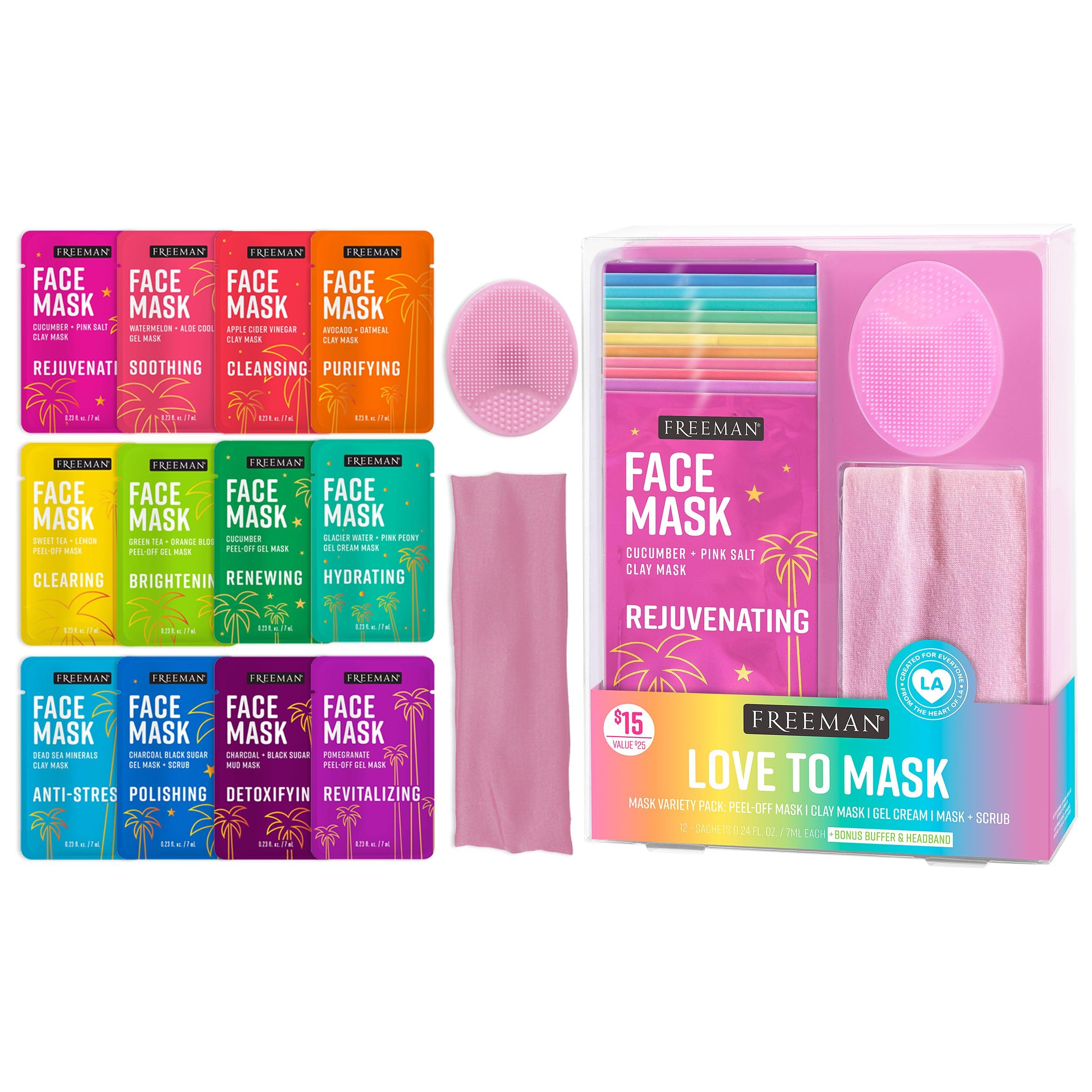 Freeman 14 Piece Love To Mask Variety Pack, Face Masks - Product Imagery