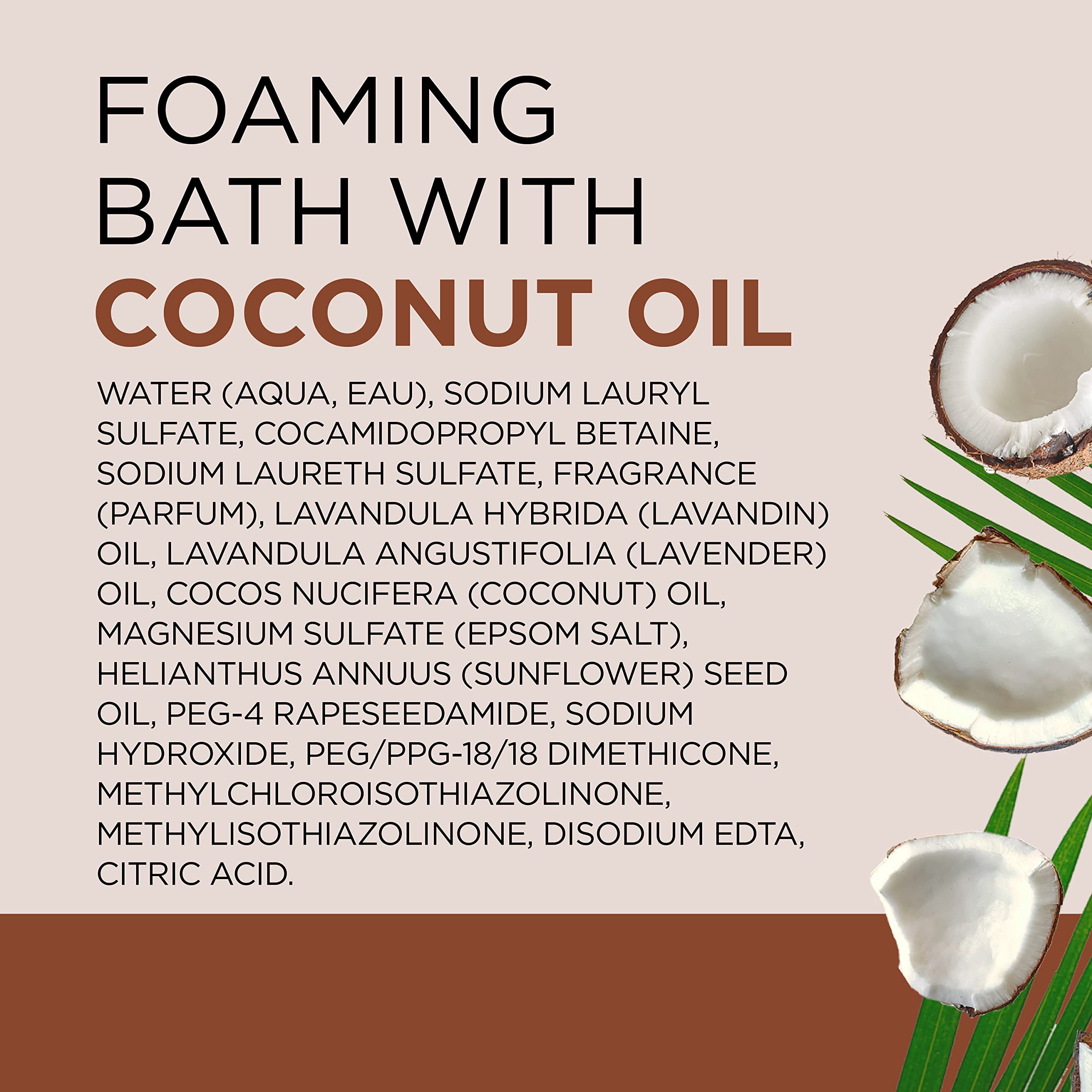 Dr Teal's foaming bath additive with Epsom salt and coconut oil, 34 fl oz, in a pack of four, for nourishing and relaxing bath water.