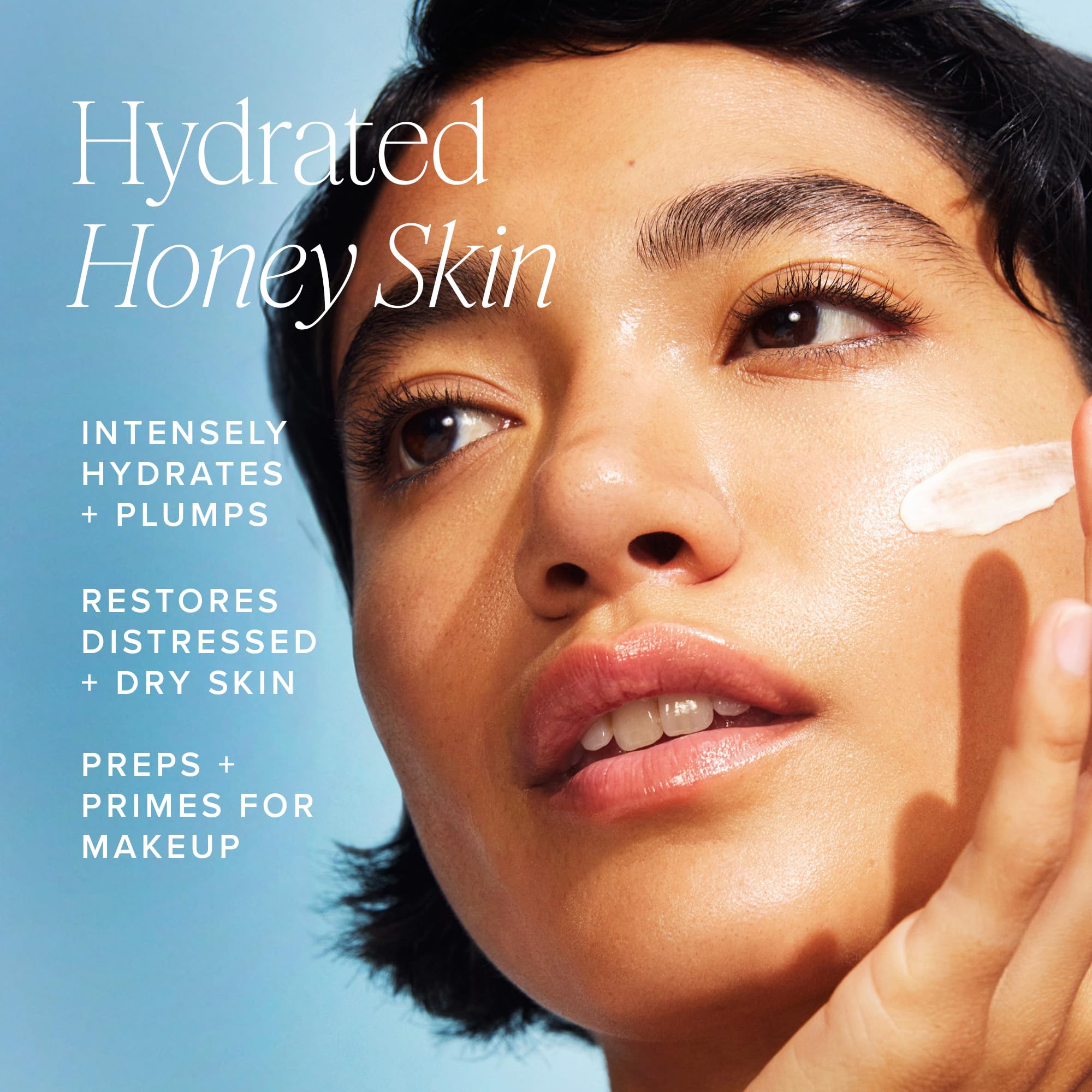 Farmacy Honey Halo Ceramide Face Moisturizer with buckwheat honey and ceramides in a 50ml jar, providing ultra-hydrating skin care for dry skin