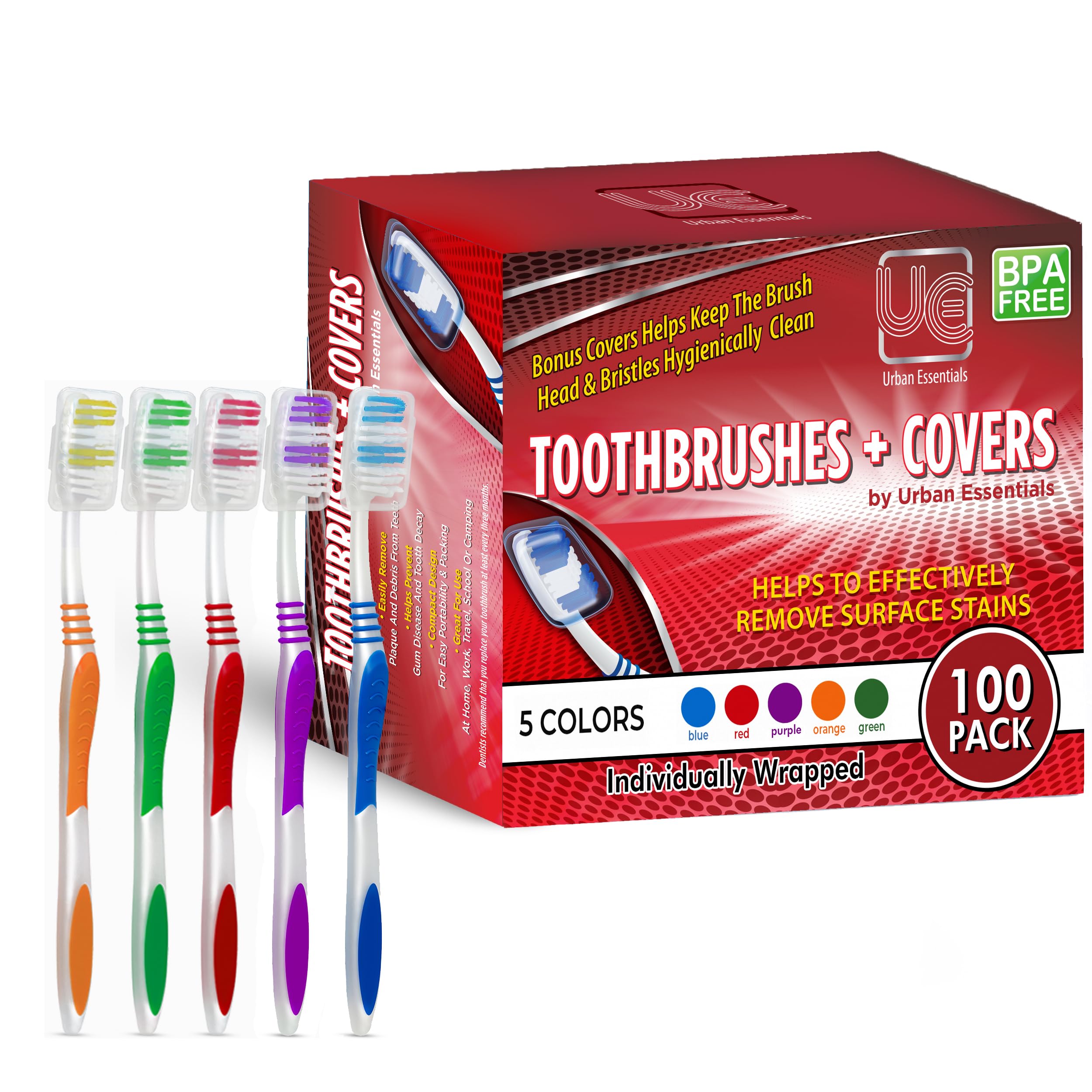 Urban Essentials Bulk Toothbrush Package with Covers | Premium - Product Imagery