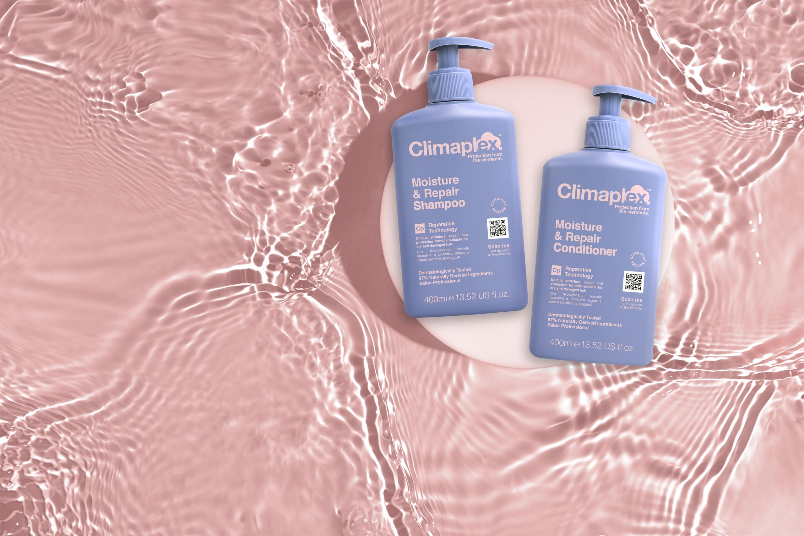 Climaplex Moisture and Repair Shampoo and Conditioner Set - Soothes and Purifies Scalp - Detangles Knots - Non-Greasy Formula - All Hair Types - 2 pcs