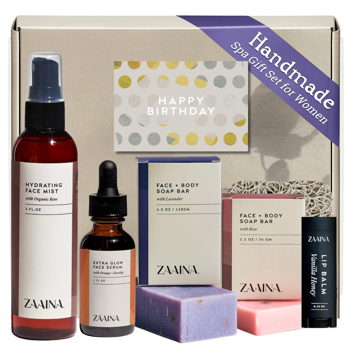 ZAAINA Birthday Spa Gifts for Women - Relaxing Luxury Birthday Spa Kit Package, Self Care Bath and Body Gift Basket for 