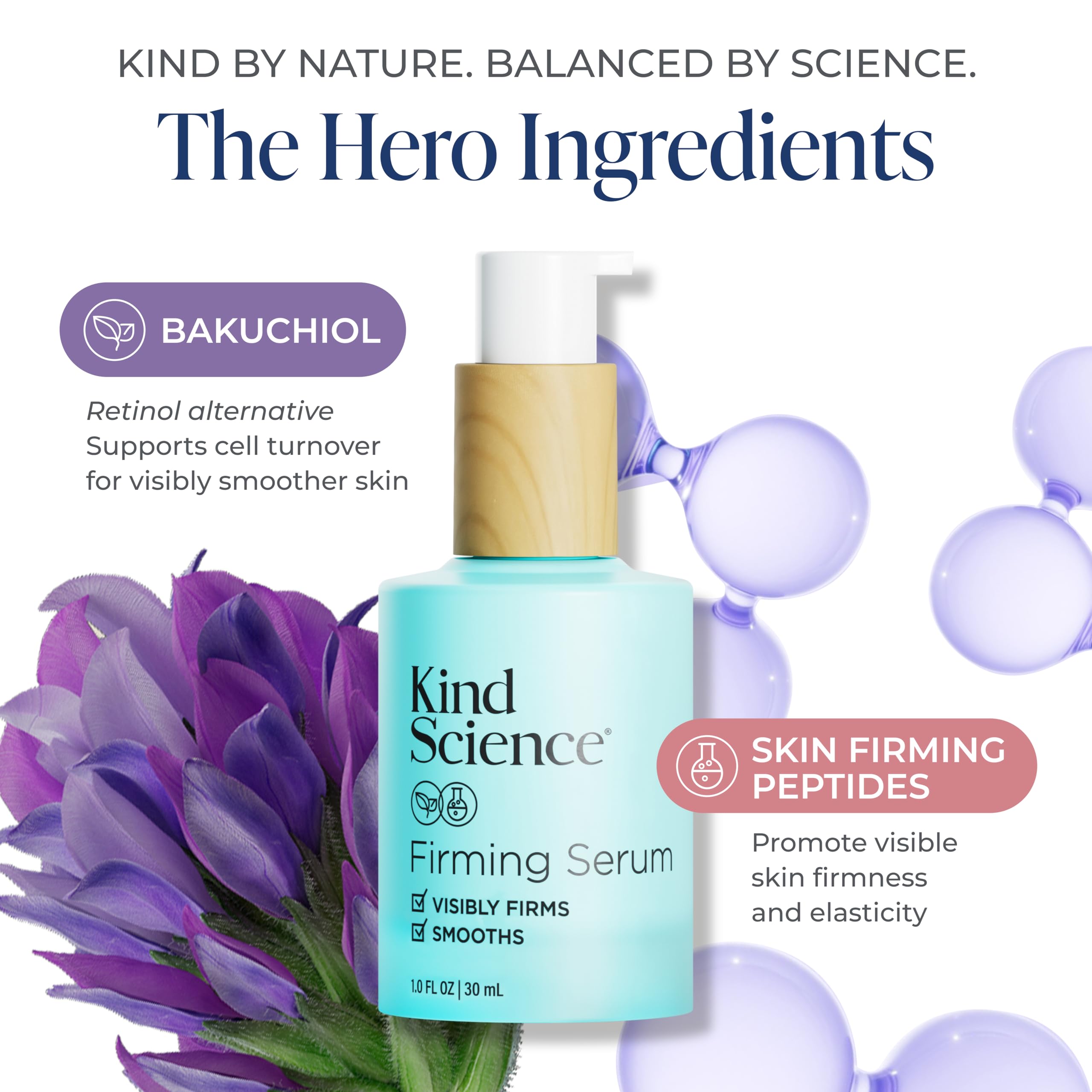 Kind Science Firming Serum Bakuchiol Peptides Hyaluronic 1oz