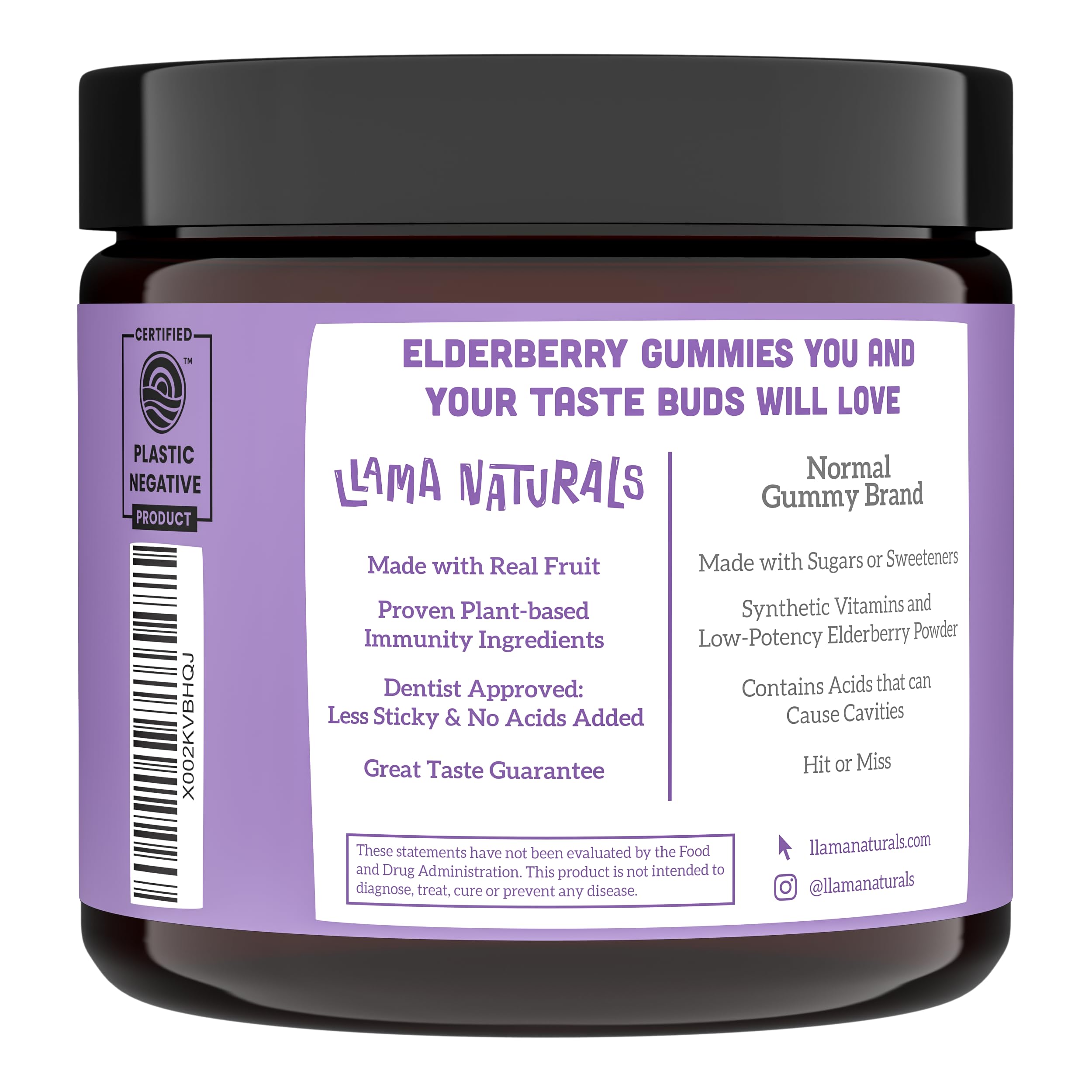 Llama Naturals Elderberry Gummies Adults 90ct